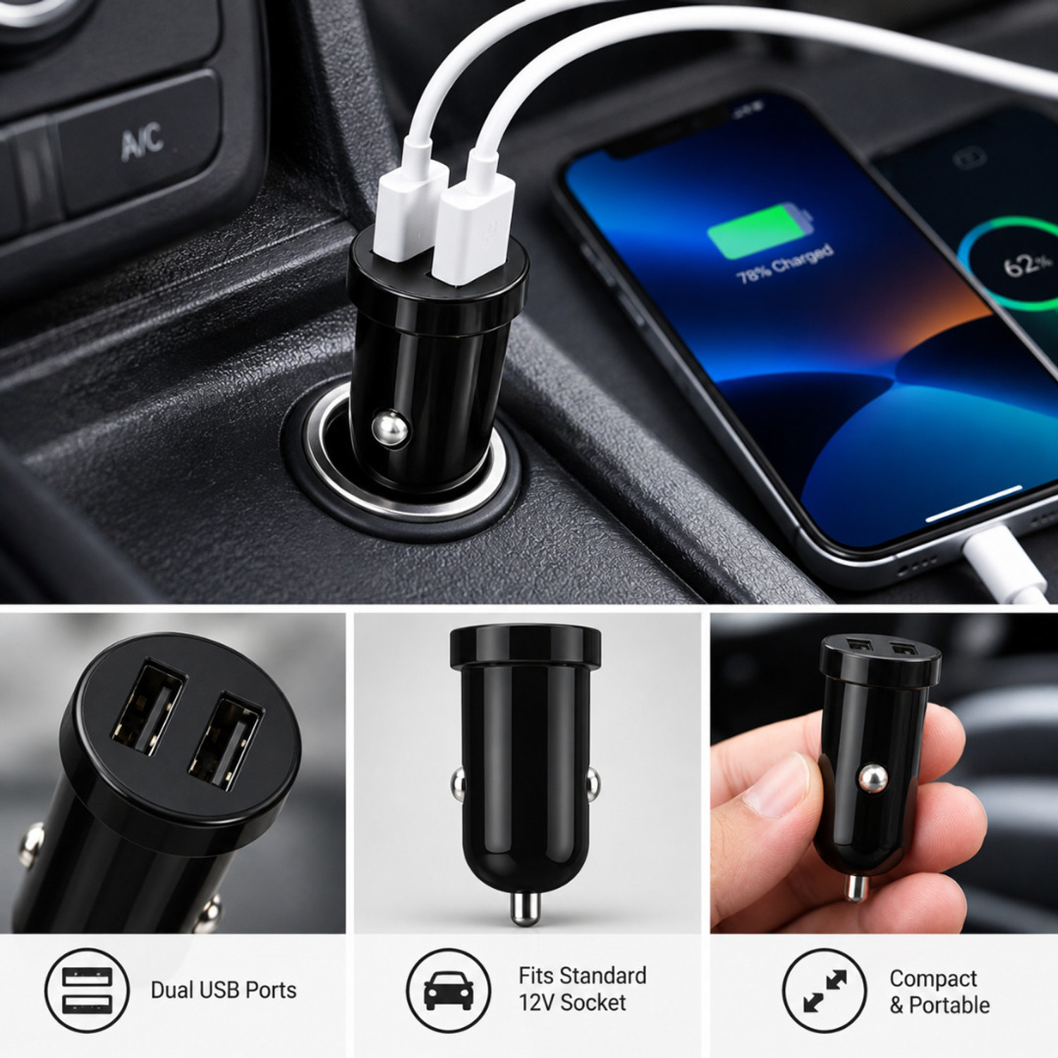 Image of ITSOLUTION 3.4 Amp Turbo Car Charger