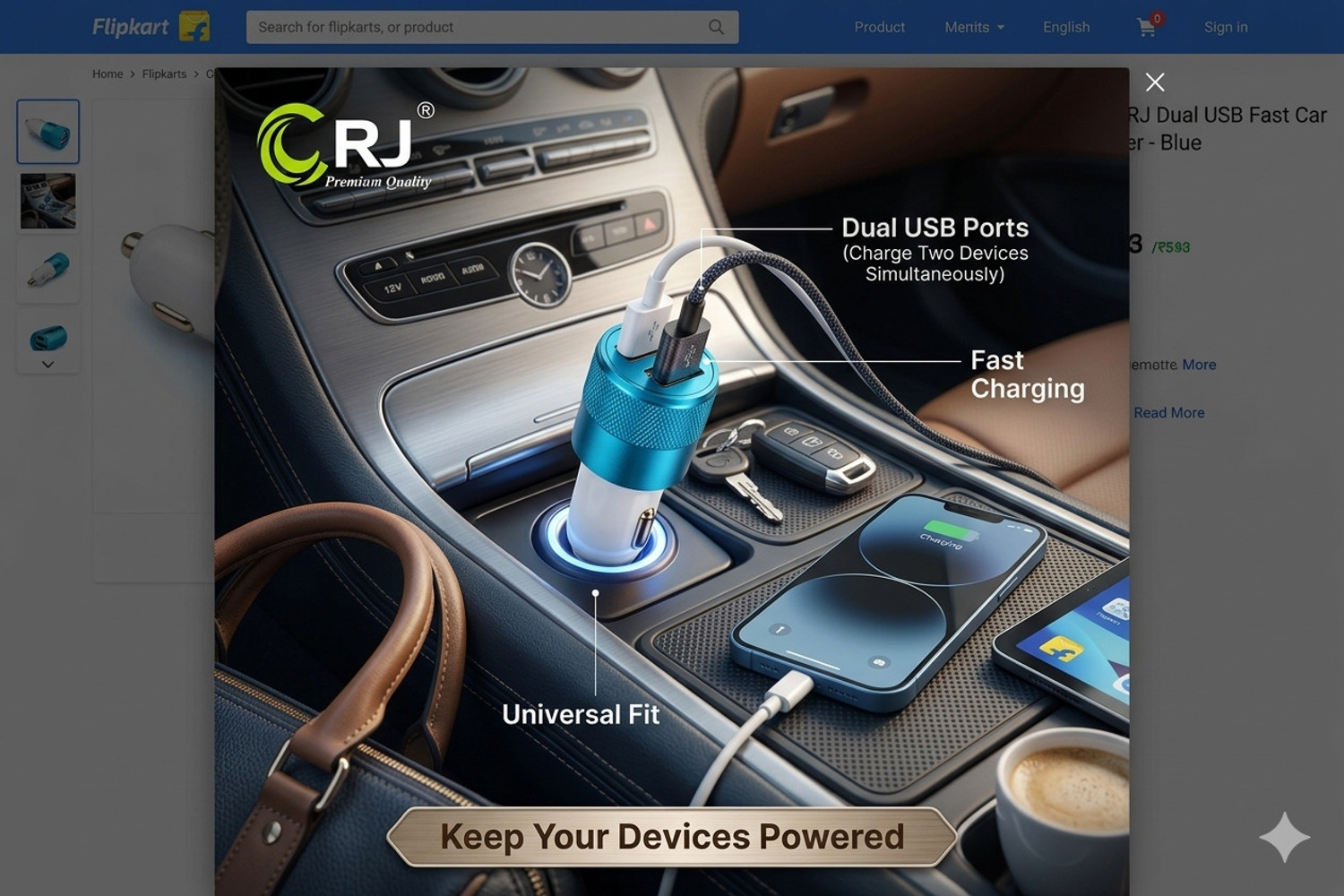 Image of AstamiEnterprise 2.4 Amp Qualcomm 3.0 Turbo Car Charger