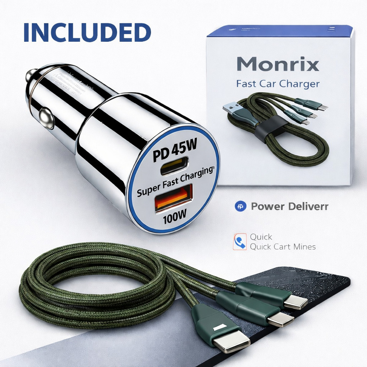 Image of Monrix 145 W Qualcomm Certified Turbo Car Charger