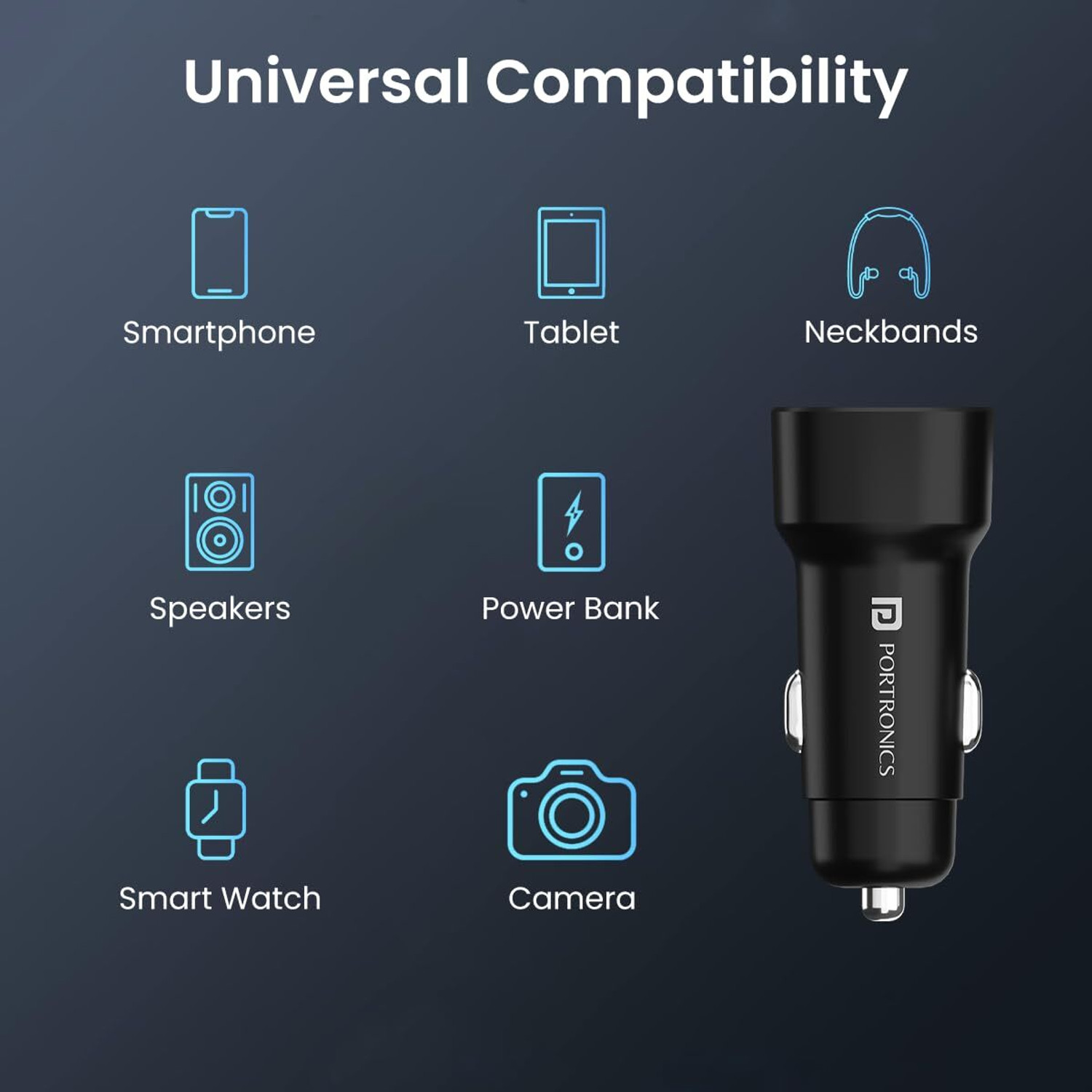 Image of Portronics 30 W Qualcomm 3.0 Turbo Car Charger