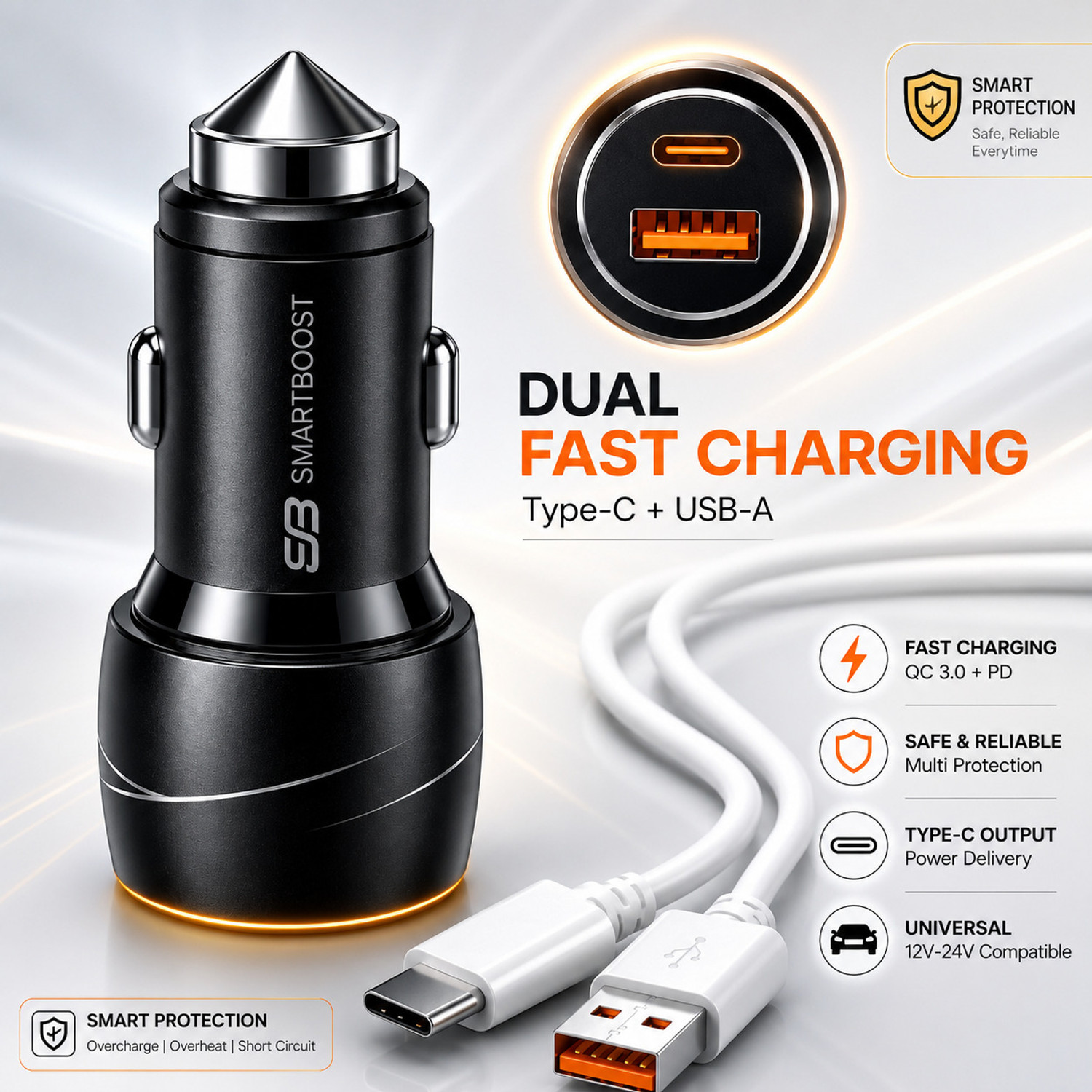 Image of shopbucket 100 W Qualcomm Certified Turbo Car Charger