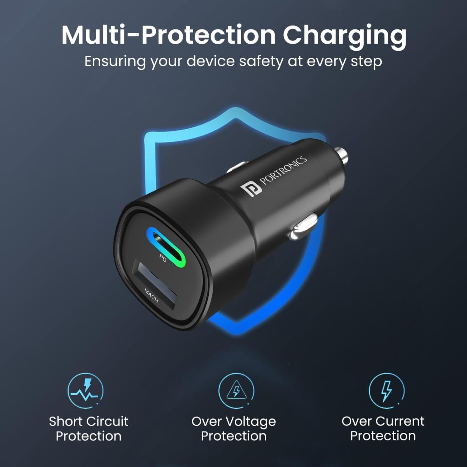 Image of Portronics 30 W Qualcomm 3.0 Turbo Car Charger