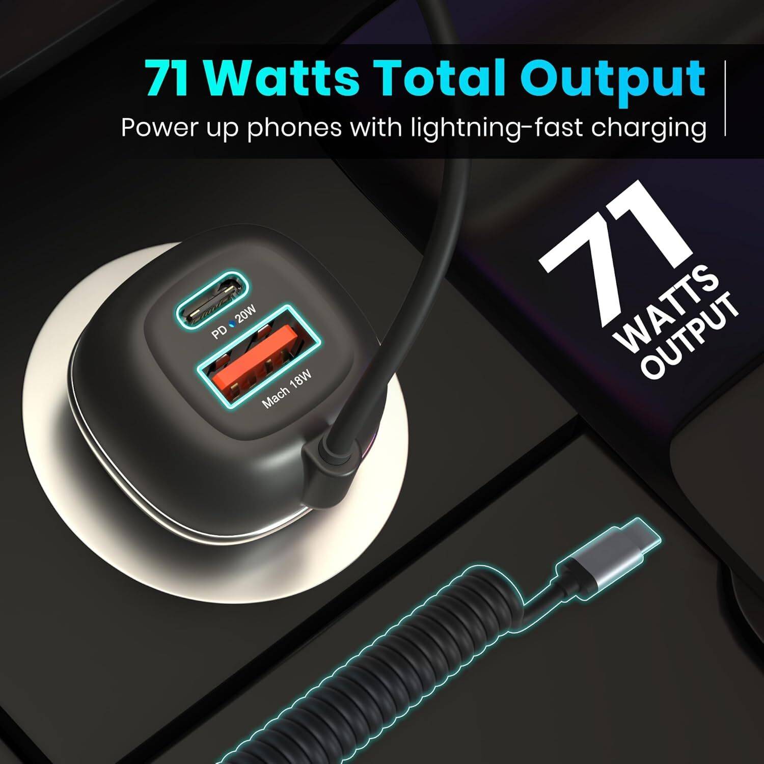 Portronics 71 W Qualcomm 3.0 Turbo Car Charger