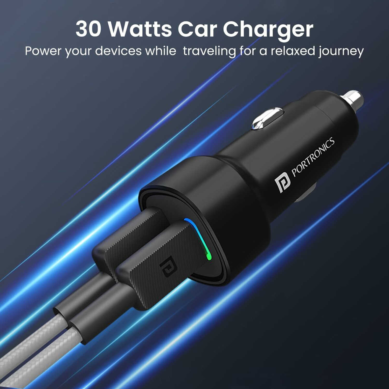 Image of Portronics 30 W Qualcomm 3.0 Turbo Car Charger