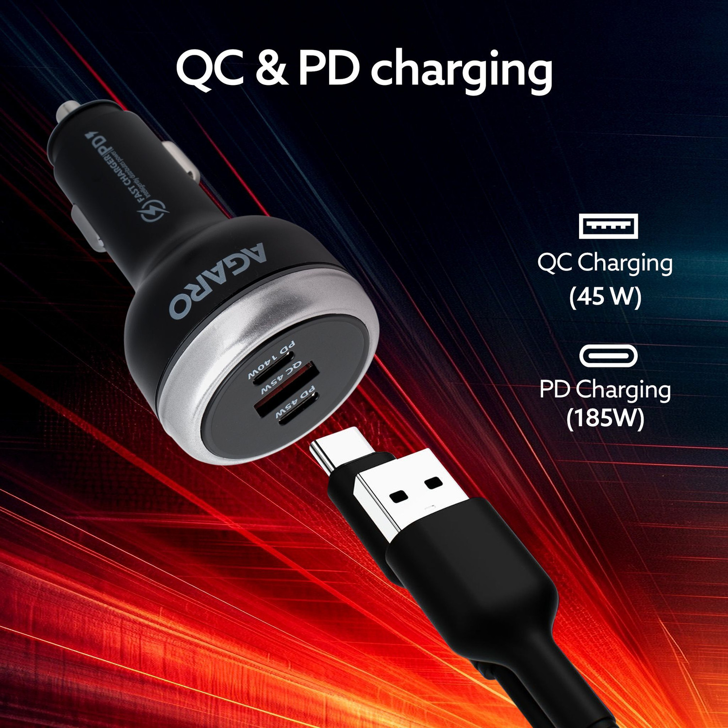 Image of AGARO 5 Amp Turbo Car Charger