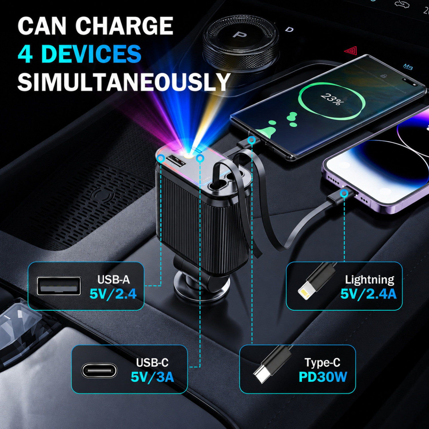 Image of AG INDUSTRY 4 Amp Qualcomm Certified Turbo Car Charger