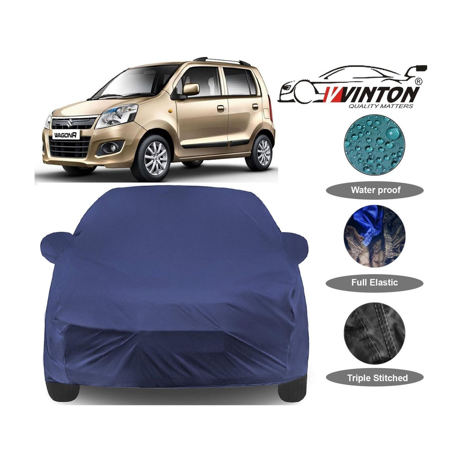 Image of V VINTON Car Cover For Maruti Suzuki WagonR (With Mirror Pockets)
