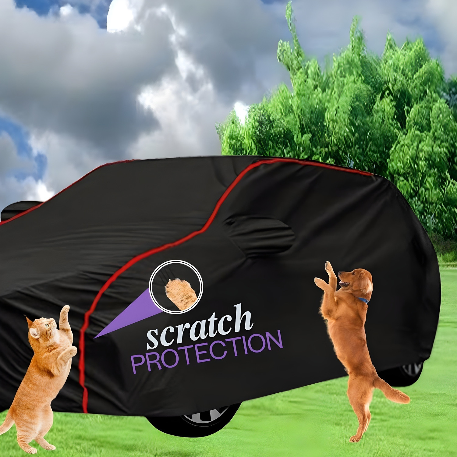 Image of AYSHU Car Cover For Hyundai Eon, EON 1.0 Kappa Magna Plus Optional, Universal For Car (With Mirror Pockets)