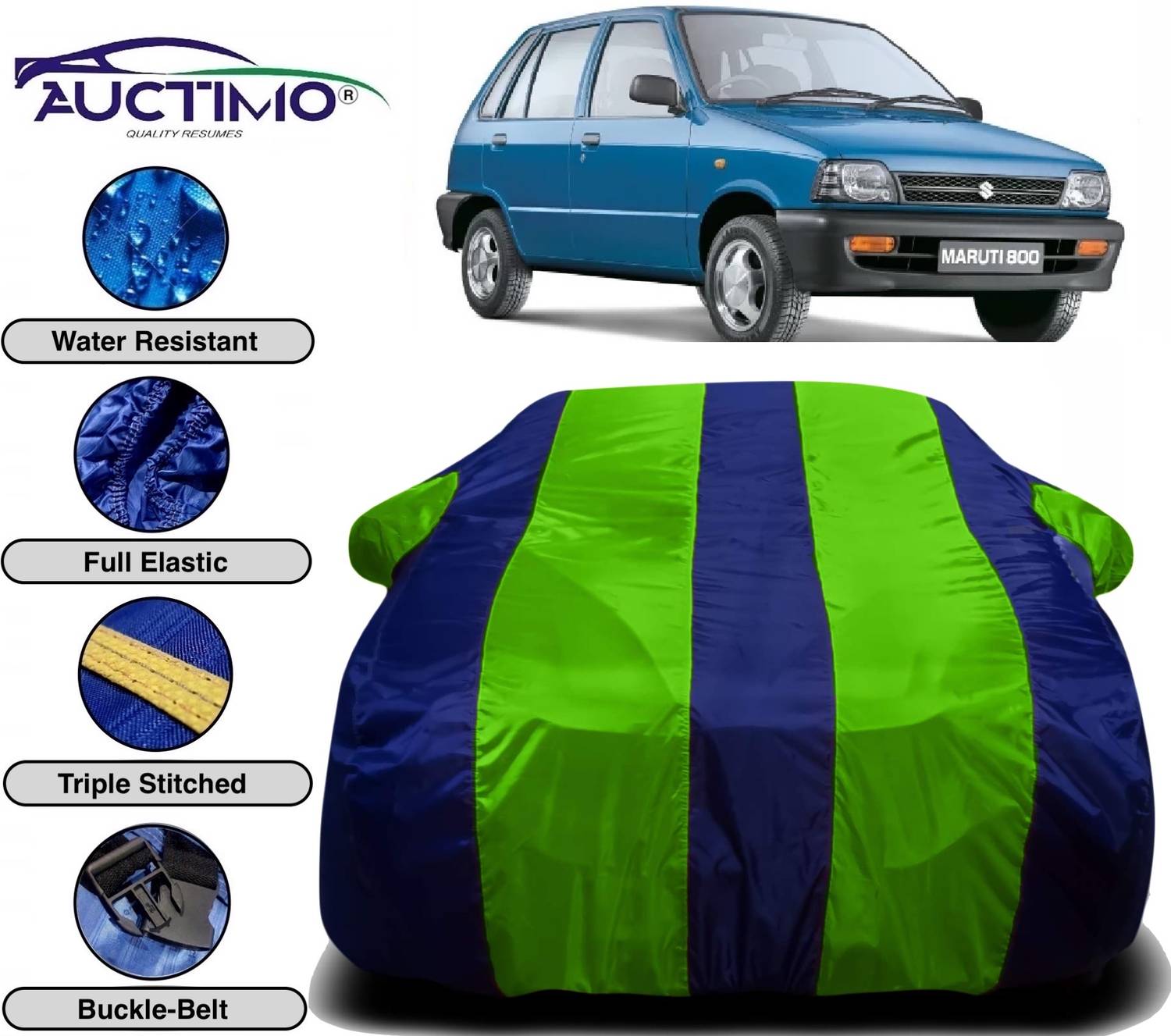 AUCTIMO Car Cover For Maruti Suzuki 800 (With Mirror Pockets)