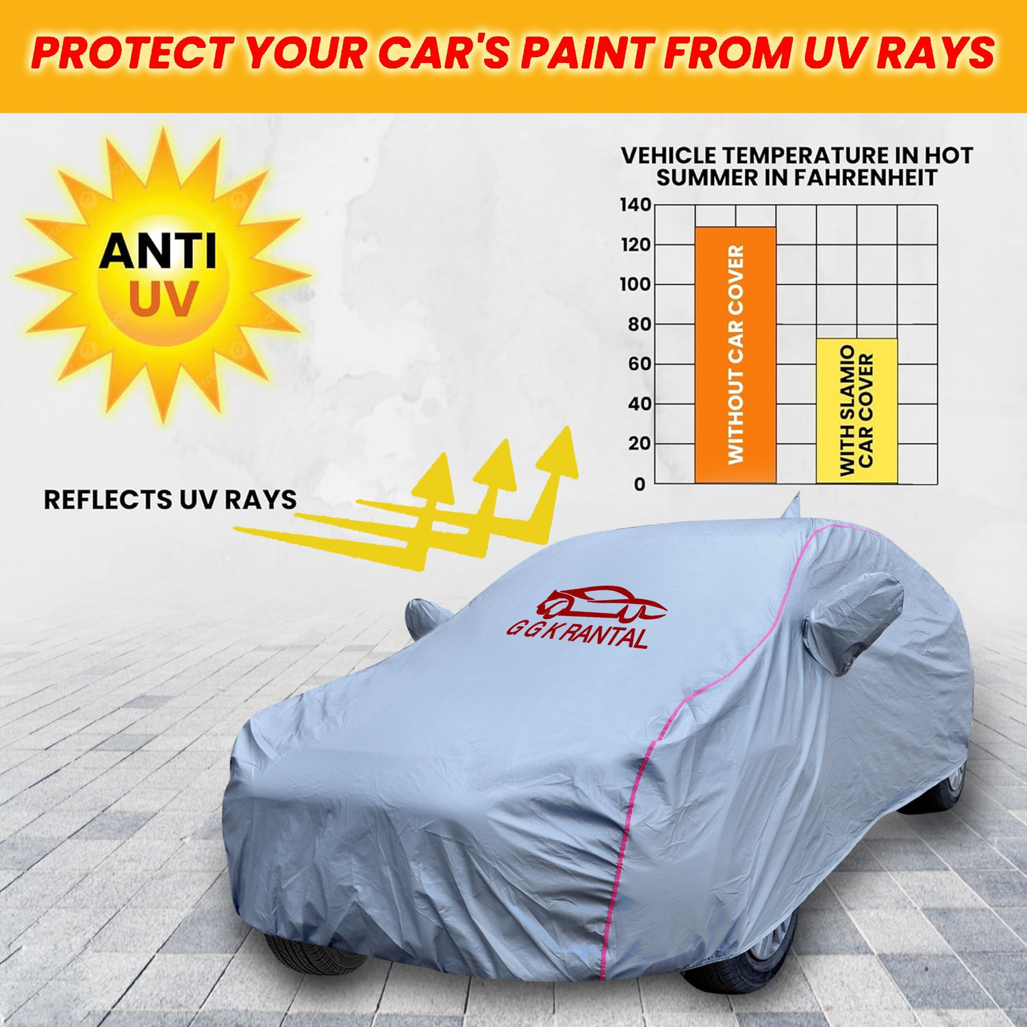 Image of G G K RANTAL Car Cover For Renault Kwid (With Mirror Pockets)
