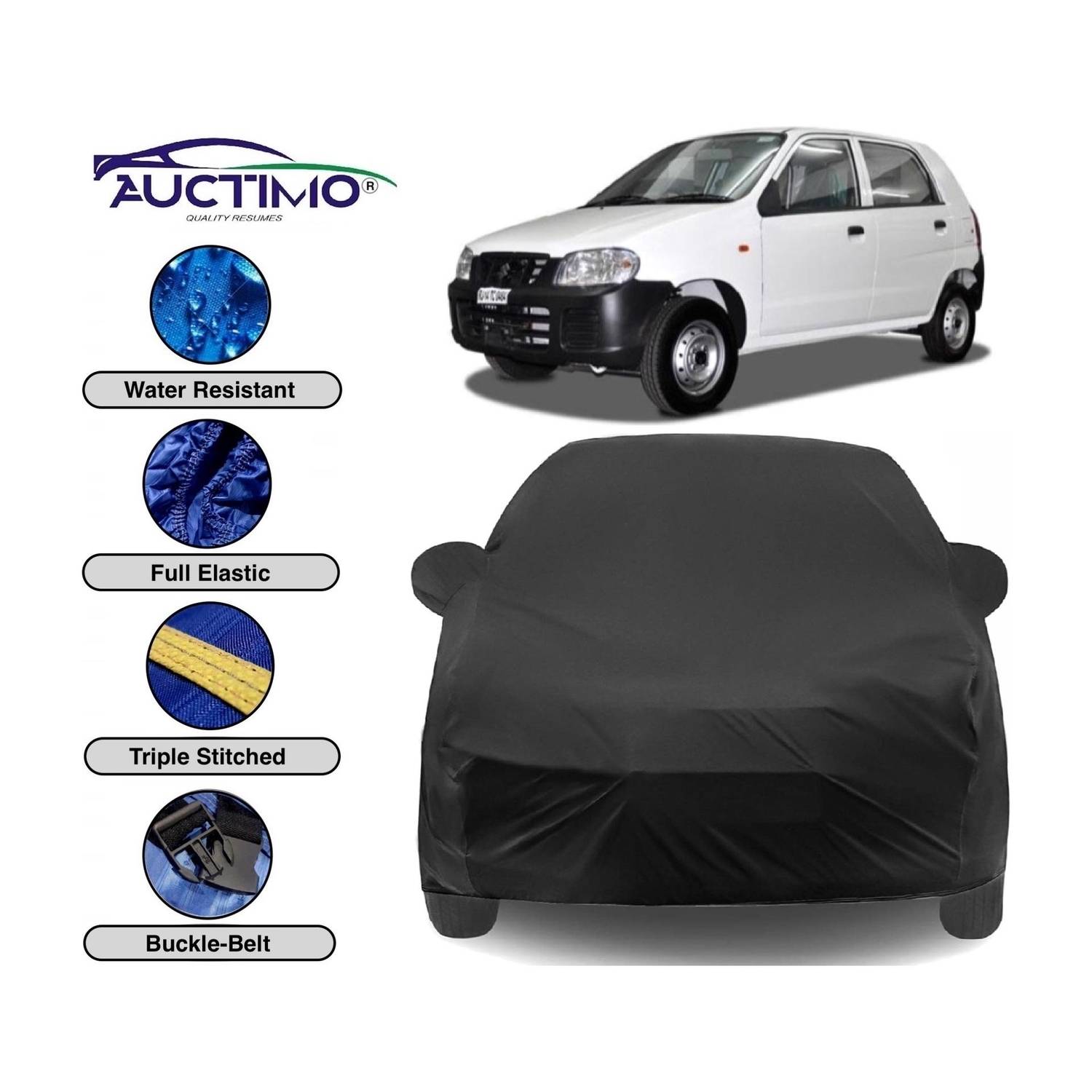 AUCTIMO Car Cover For Maruti Suzuki Alto (With Mirror Pockets)