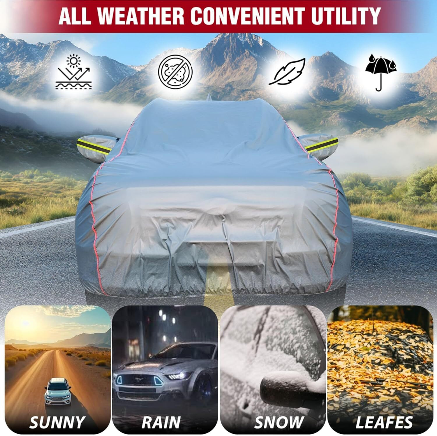 Image of OTO2EYE Car Cover For Maruti, Maruti Suzuki Swift, Swift RS, Swift LXI, Swift VXI, Swift ZXI (With Mirror Pockets)