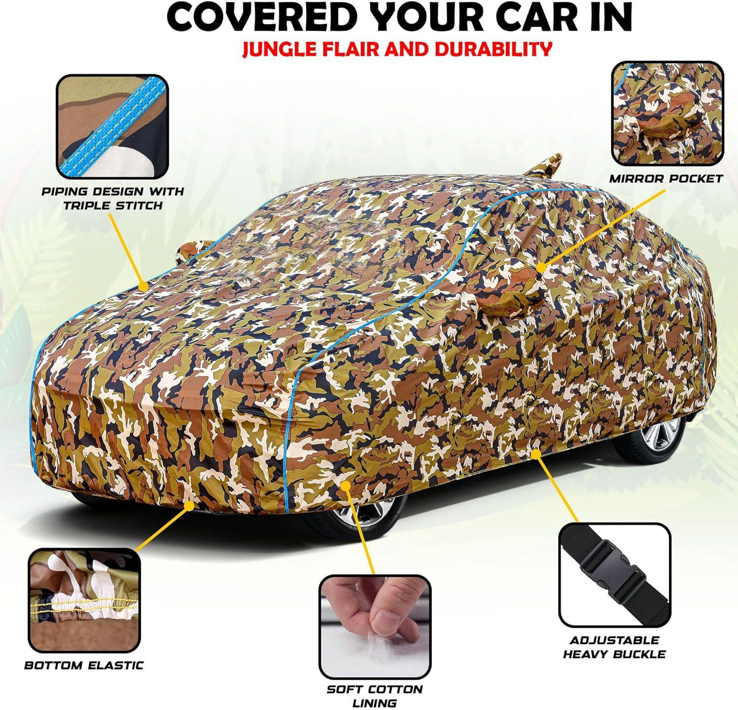 Image of TAXZONE Car Cover For Maruti, Maruti Suzuki Swift, Swift Hybrid, Swift LDI, Swift LXI, Swift VDI, Swift VXI (With Mirror Pockets)