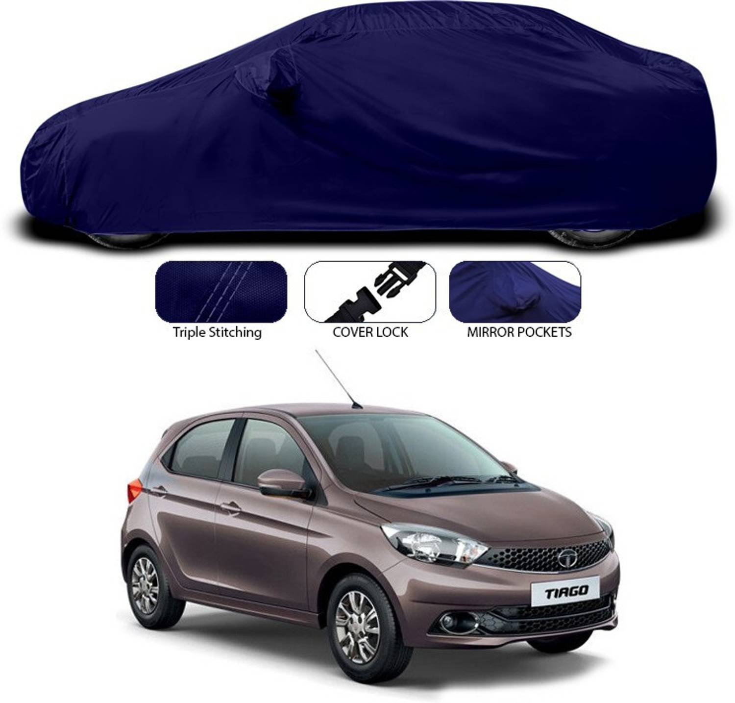 ANTHUB Car Cover For Tata Tiago (With Mirror Pockets)