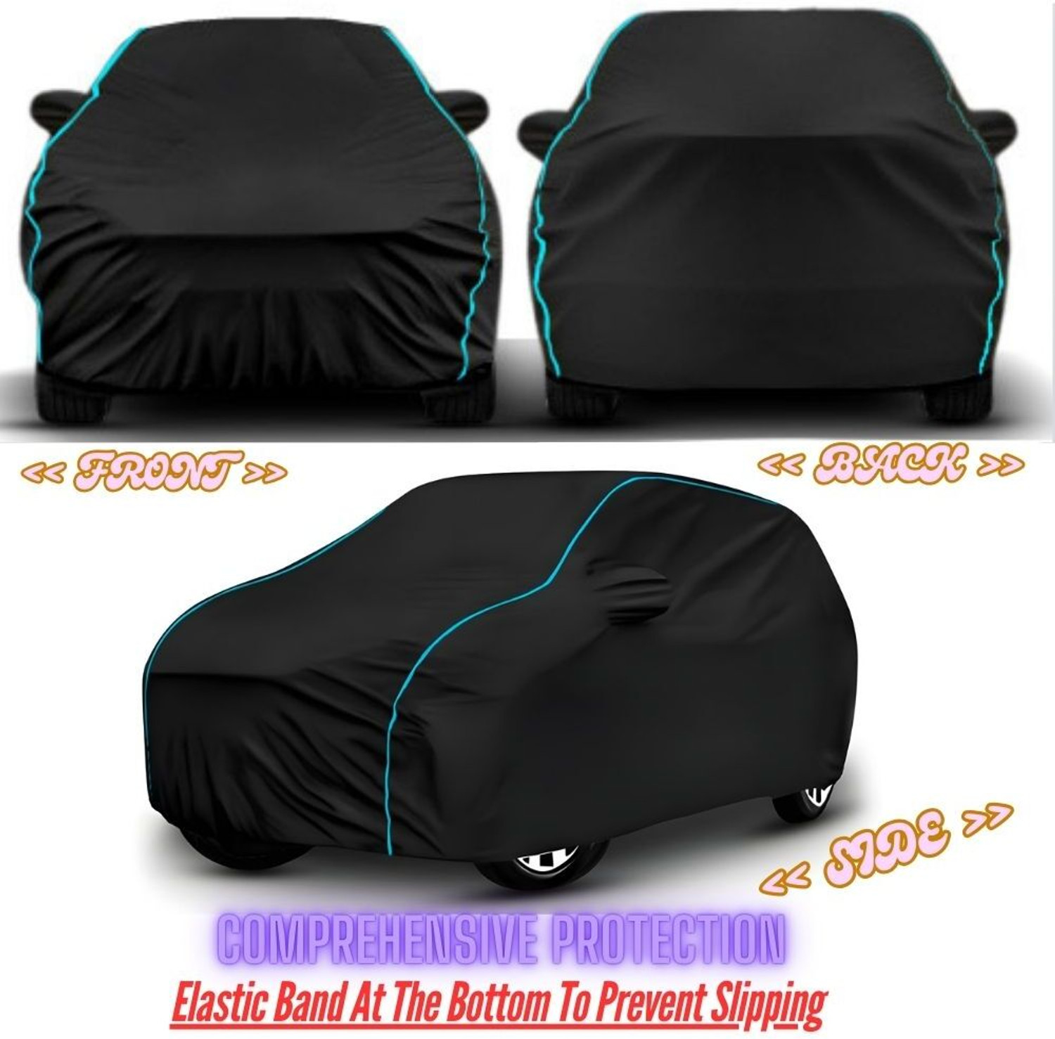Image of AYSHU Car Cover For Tata Tiago, Tiago 1.05 Revotorq XB, Tiago 1.05 Revotorq XE Option, Tiago EV, Universal For Car (With Mirror Pockets)