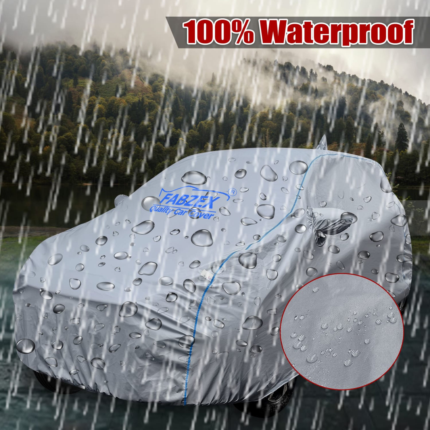 Image of FABZEX Car Cover For Tata Tiago, Tiago 1.05 Revotorq XB, Tiago 1.05 Revotorq XE, Tiago 1.05 Revotorq XE Option, Tiago 1.05 Revotorq XM, Tiago 1.05 Revotorq XT, Tiago Facelift, Tiago XE Petrol, Tiago JTP Petrol, Tiago NRG AMT Petrol, Tiago NRG Diesel, Tiago NRG Petrol, Tiago XZ Plus Dual Tone Roof Petrol, Tiago XZ Plus Petrol, Tiago XZA AMT Petrol, Tiago XZA Plus AMT Petrol, Tiago XZA Plus Dual Tone Roof Petrol (With Mirror Pockets)