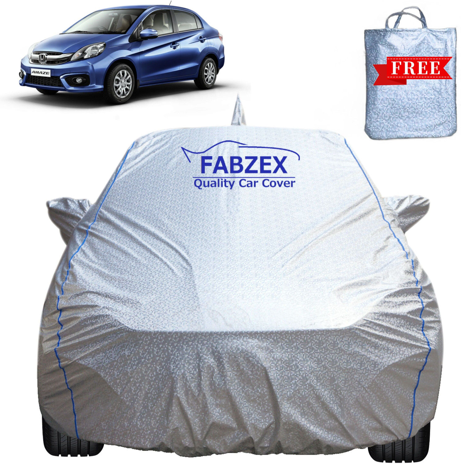 Image of FABZEX Car Cover For Honda Amaze, Amaze E Diesel, Amaze S CVT Diesel, Amaze E Petrol, Amaze V Diesel, Amaze EX, Amaze V Petrol (With Mirror Pockets)