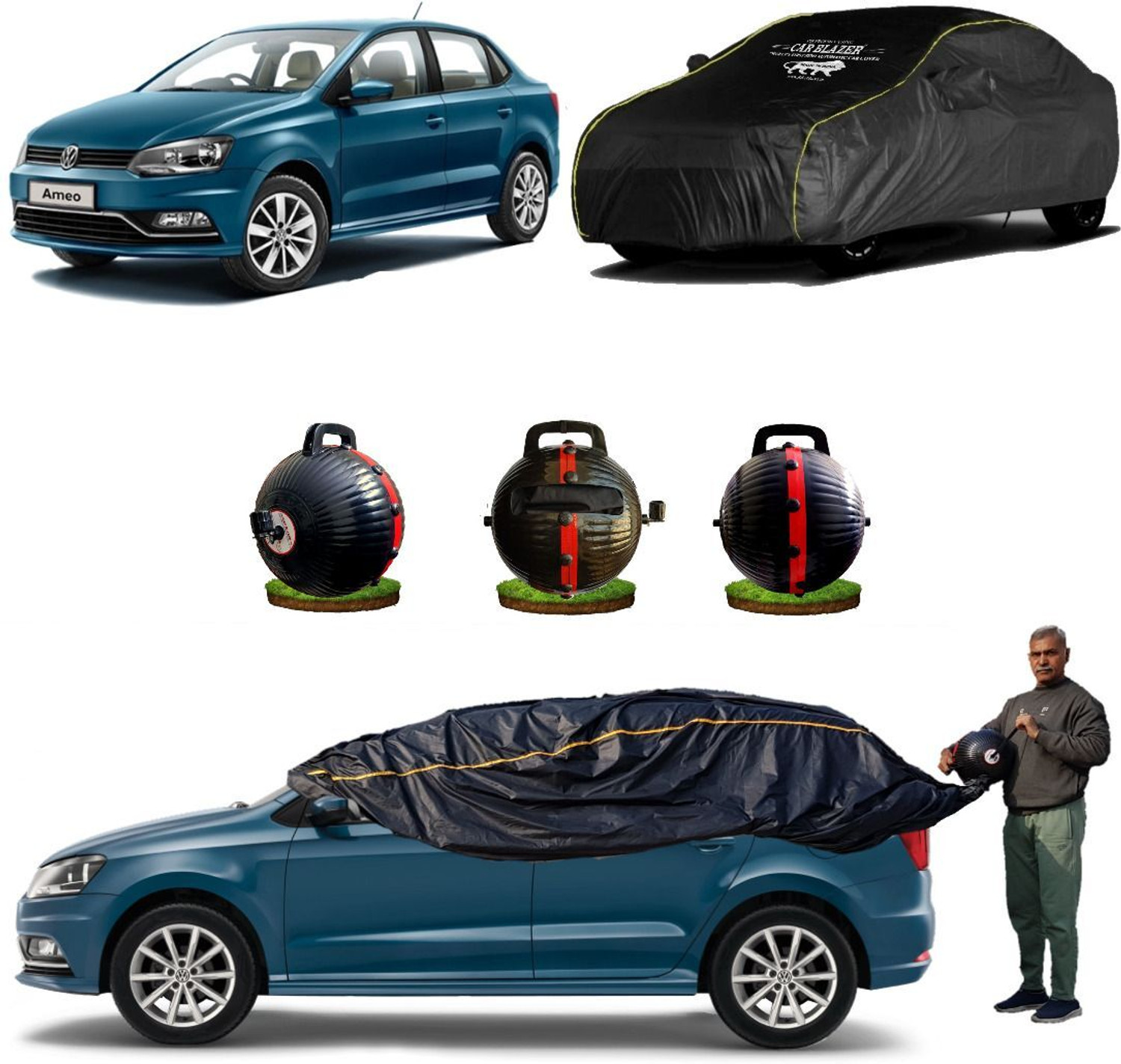 Image of CARBLAZER Car Cover For Volkswagen Ameo (Without Mirror Pockets)