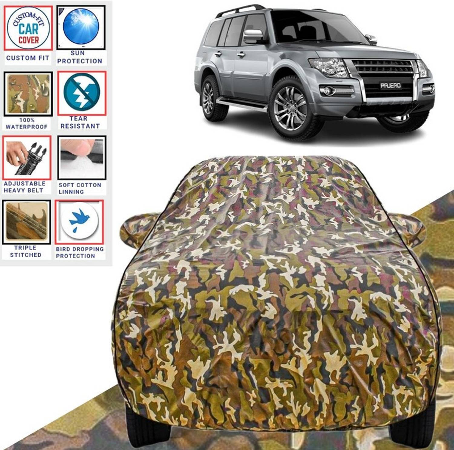BOTAUTO Car Cover For Mitsubishi Pajero, Universal For Car (With Mirror Pockets)
