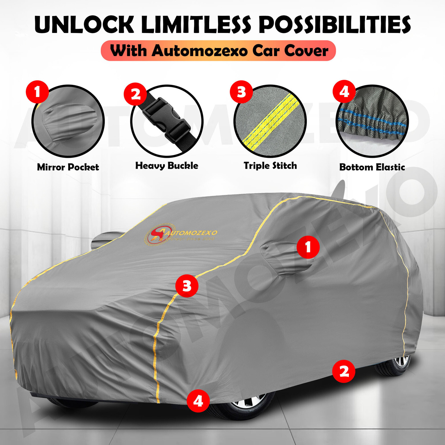 Image of AUTOMOZEXO Car Cover For Kia SELTOS (With Mirror Pockets)