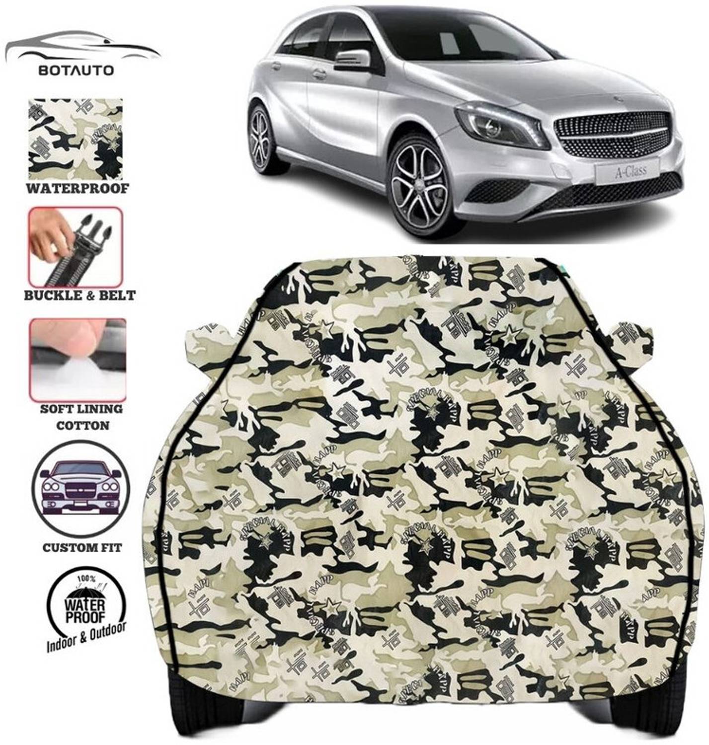 BOTAUTO Car Cover For Mercedes Benz A-Class, Universal For Car (With Mirror Pockets)
