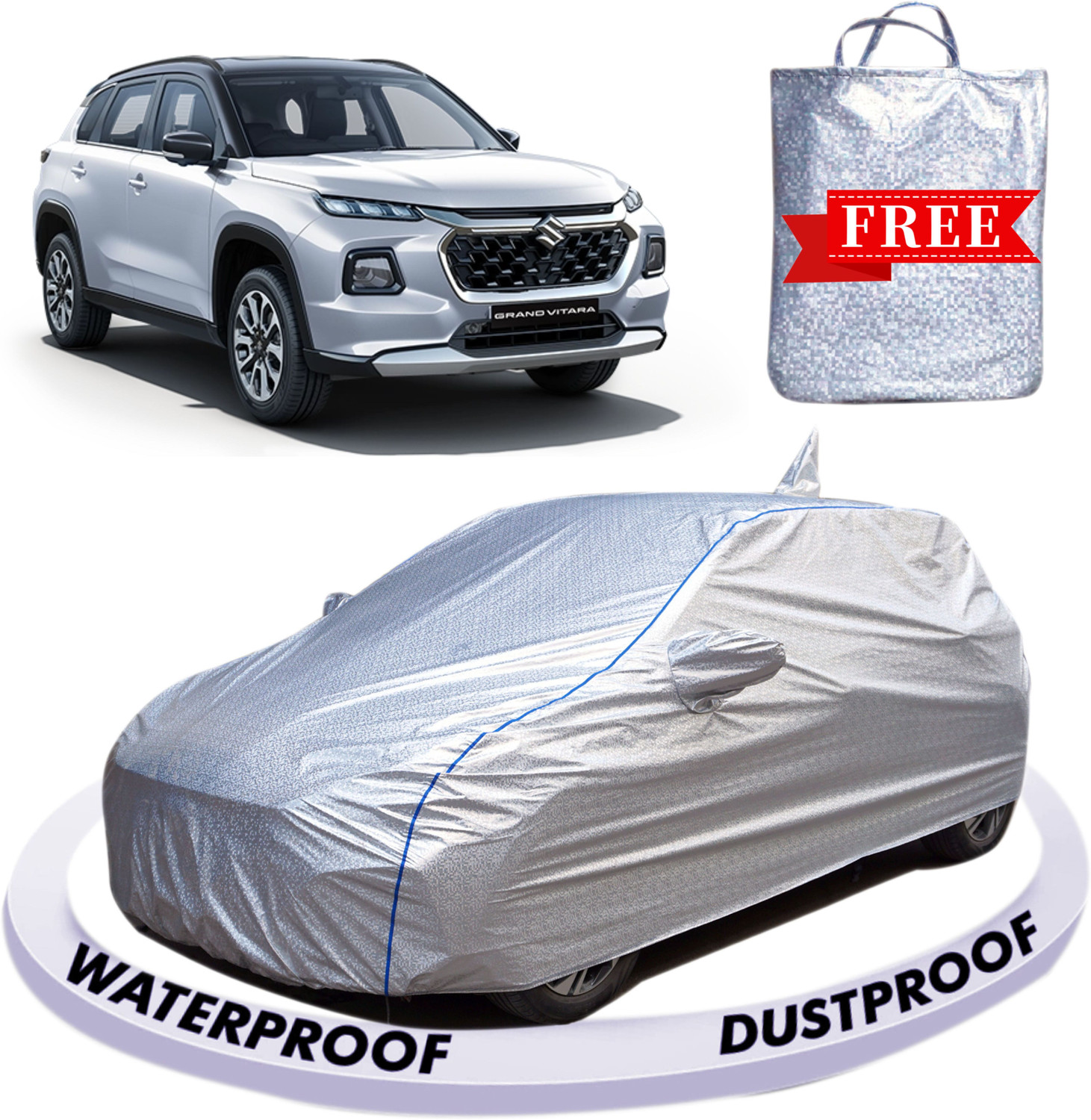 Image of FABZEX Car Cover For Maruti Grand Vitara (With Mirror Pockets)