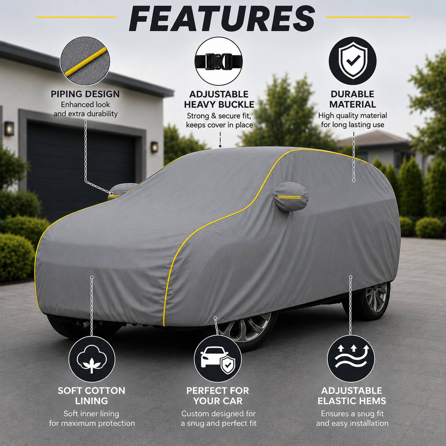 AutoTen Car Cover For Tata Nexon (With Mirror Pockets)