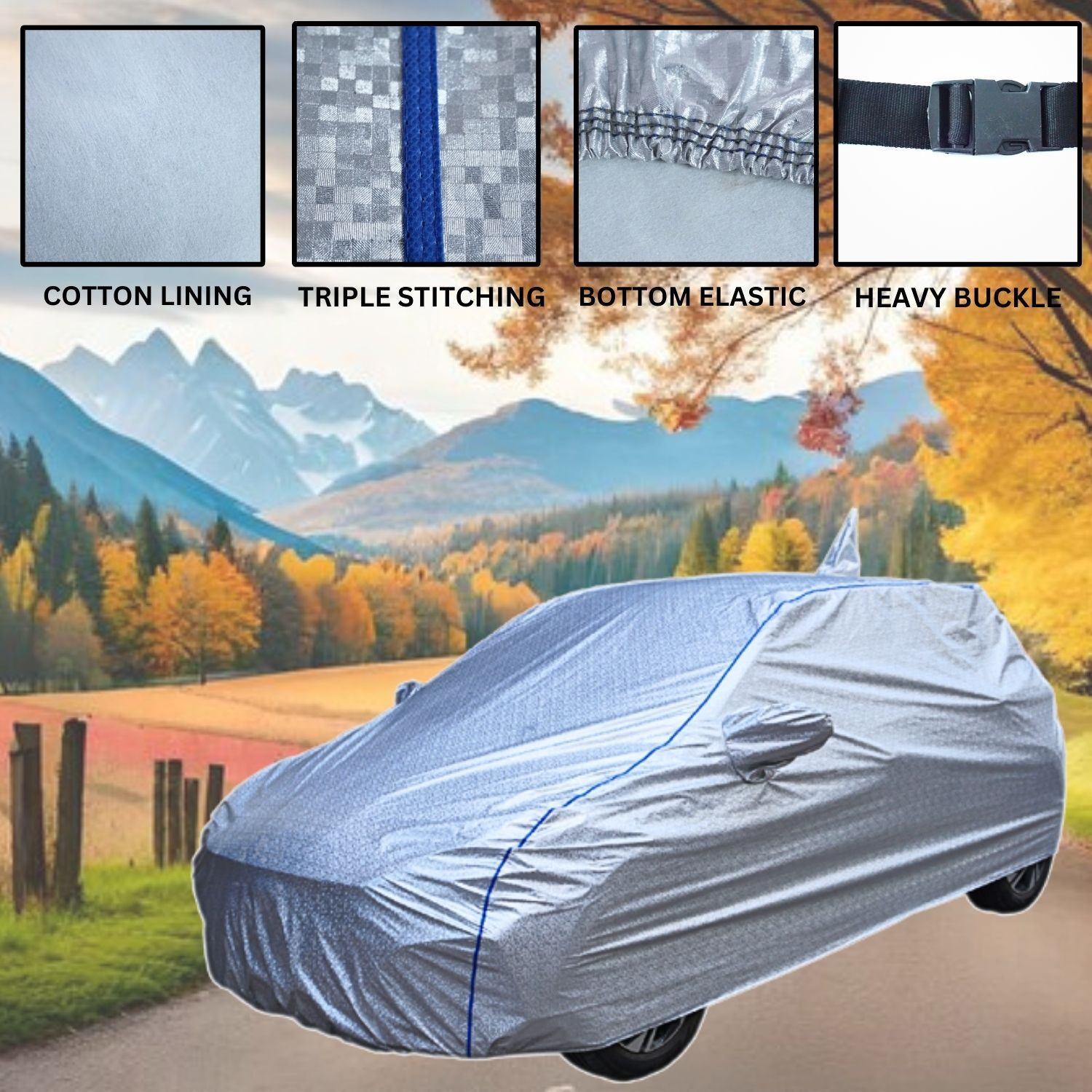Image of FABZEX Car Cover For Honda WR-V, WRV, WRV Edge Edition i-DTEC S Diesel, WRV Edge Edition i-VTEC S Petrol, WRV Exclusive Diesel, WRV Exclusive Petrol, WRV i-DTEC S, WRV i-DTEC VX, WRV i-DTEC VX Diesel, WRV i-VTEC VX Petrol (With Mirror Pockets)