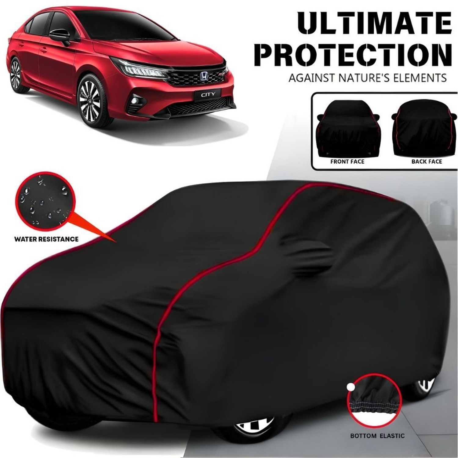 Image of AYSHU Car Cover For Honda City, City 1.3i, Universal For Car (With Mirror Pockets)