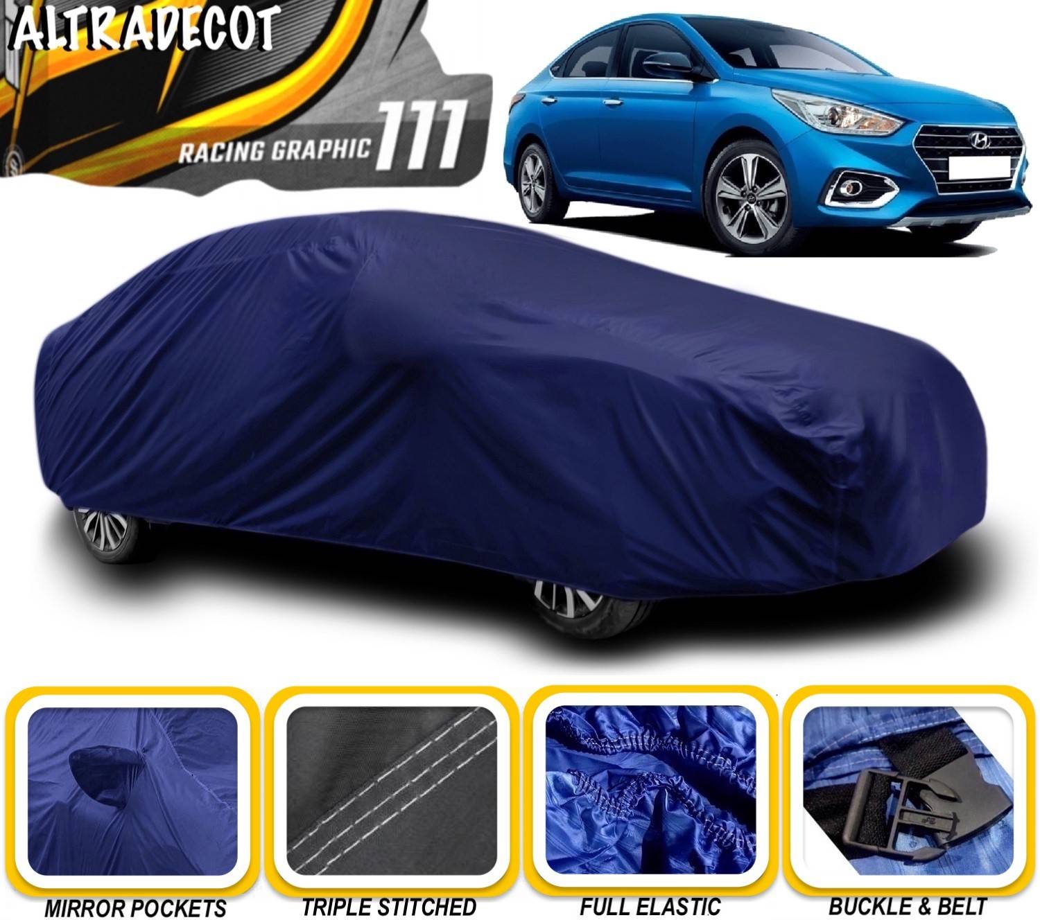 ALTRADECOT Car Cover For Hyundai Verna 1.5 ABS (With Mirror Pockets)