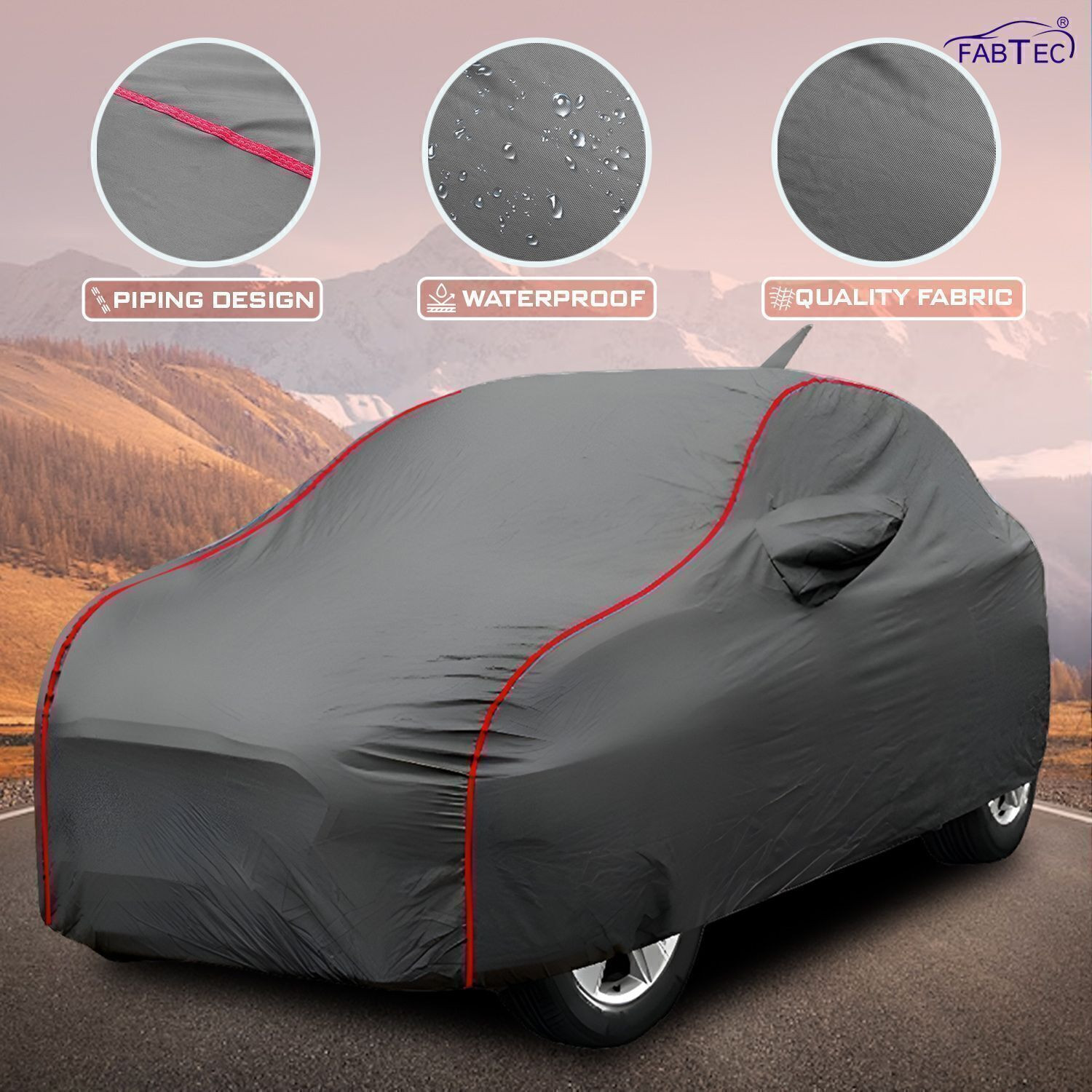 Image of FABTEC Car Cover For Maruti, Maruti Suzuki Baleno (With Mirror Pockets)