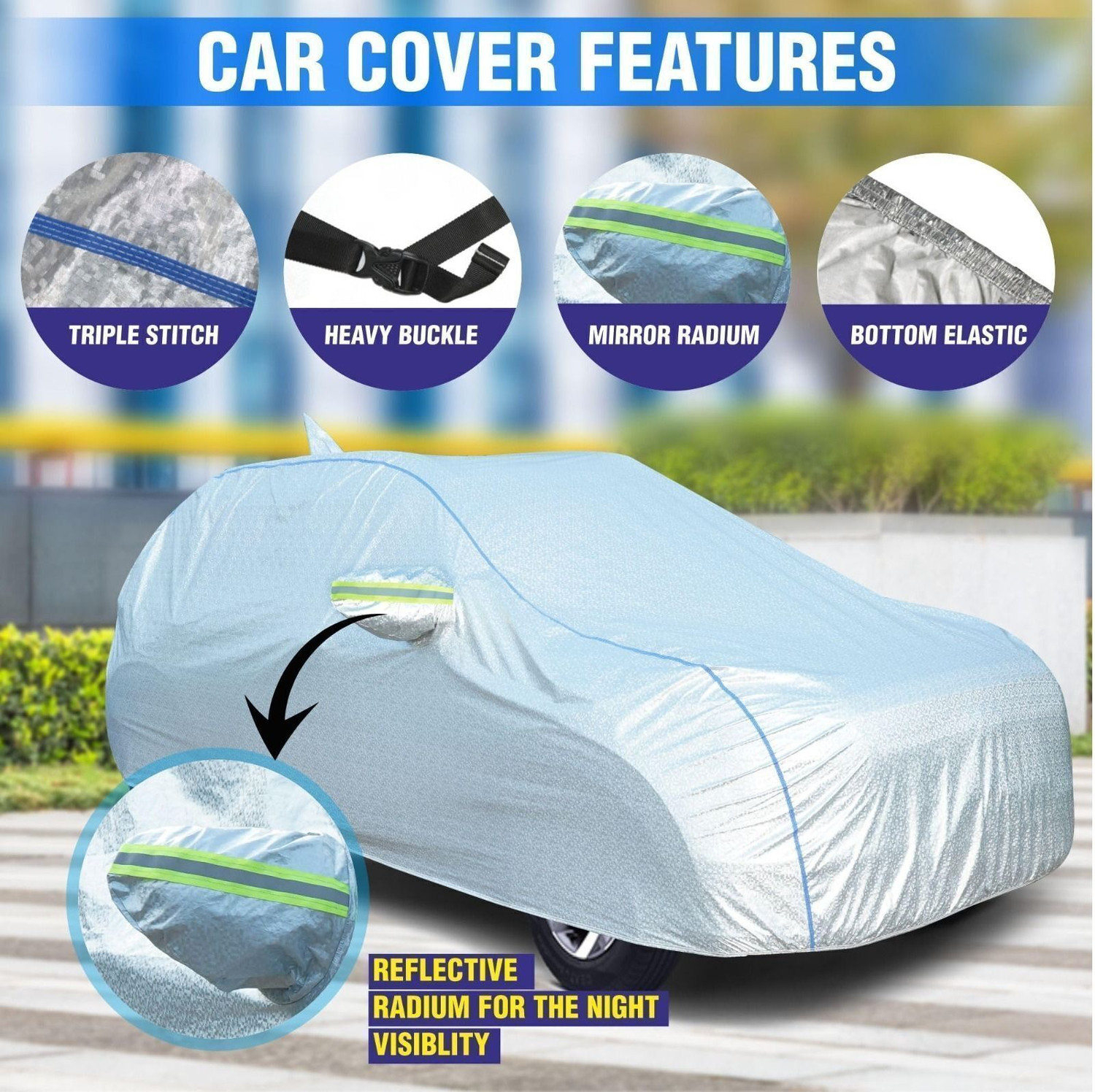 Image of Otoroys Car Cover For Maruti, Maruti Suzuki Swift, Swift LDI, Swift LXI, Swift RS, Swift VDI, Swift VXI, Swift XDI, Swift ZDi, Swift ZXI, Swift ZXI Petrol (With Mirror Pockets)