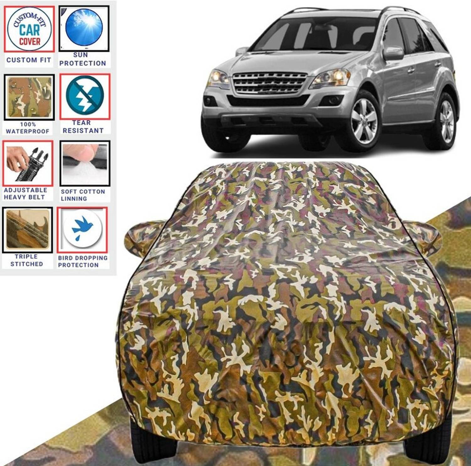 BOTAUTO Car Cover For Mercedes Benz ML350, Universal For Car (With Mirror Pockets)