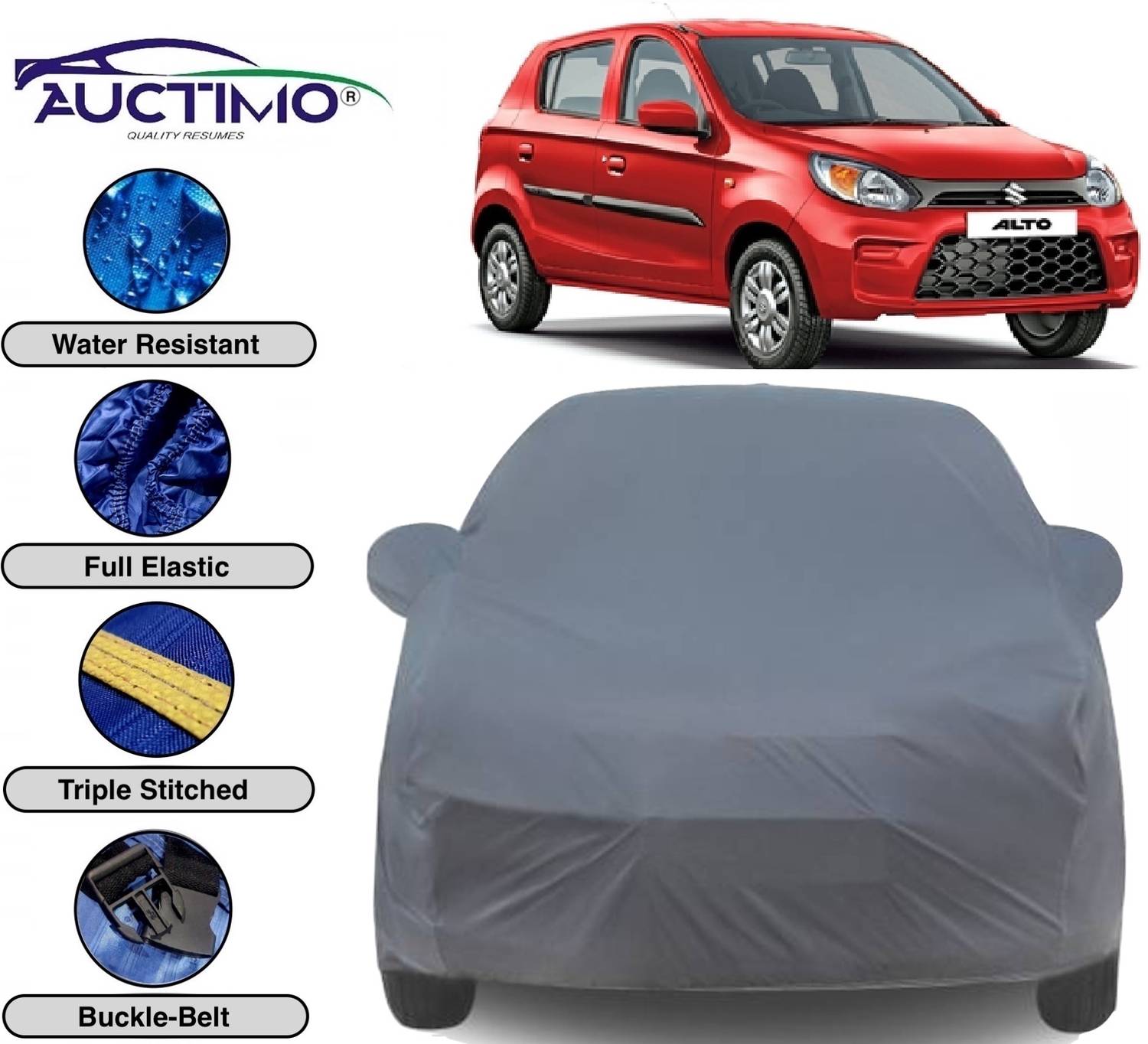 AUCTIMO Car Cover For Maruti Suzuki Alto 800 (With Mirror Pockets)