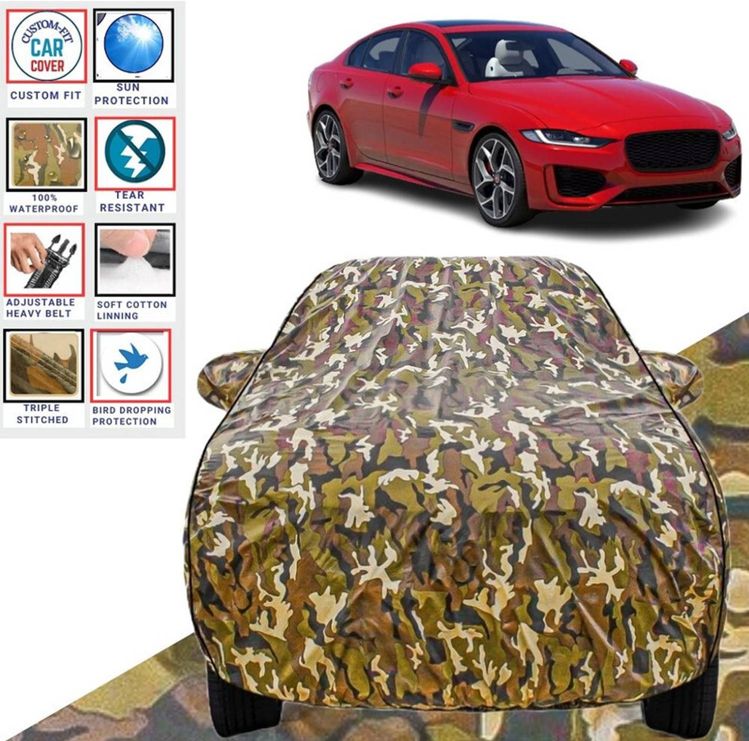 BOTAUTO Car Cover For Jaguar XE, Universal For Car (With Mirror Pockets)