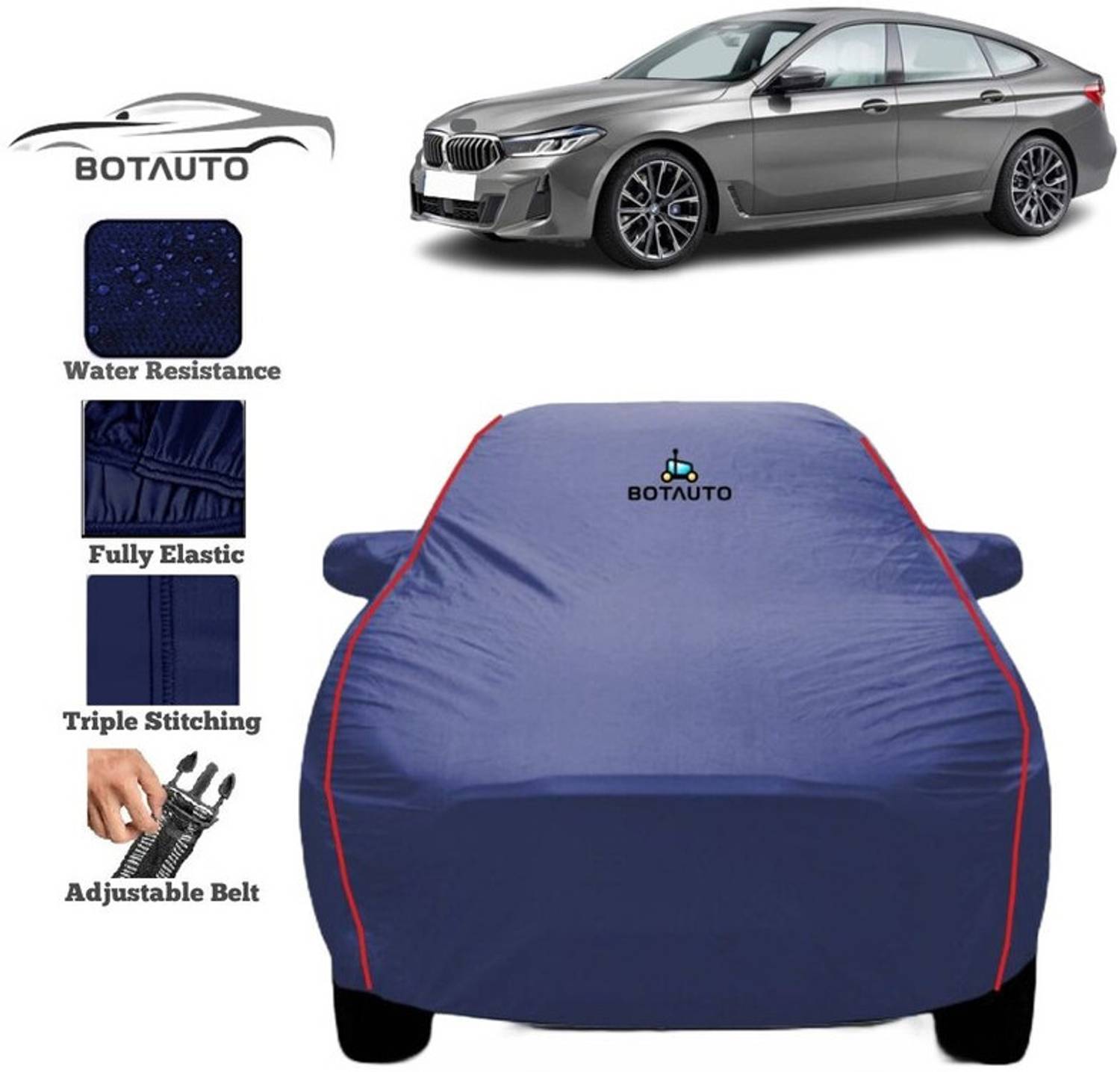 BOTAUTO Car Cover For BMW 6 Series, Universal For Car (With Mirror Pockets)