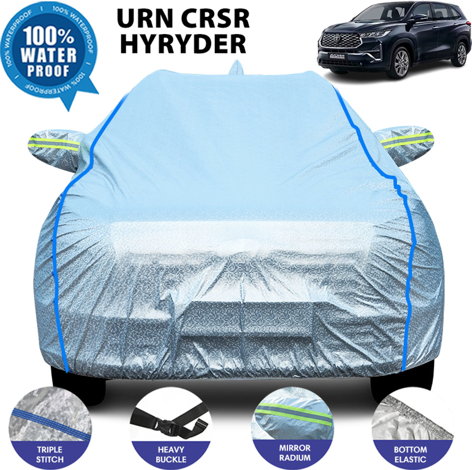 Image of Otoroys Car Cover For Toyota Urban Cruiser Hyryder (With Mirror Pockets)