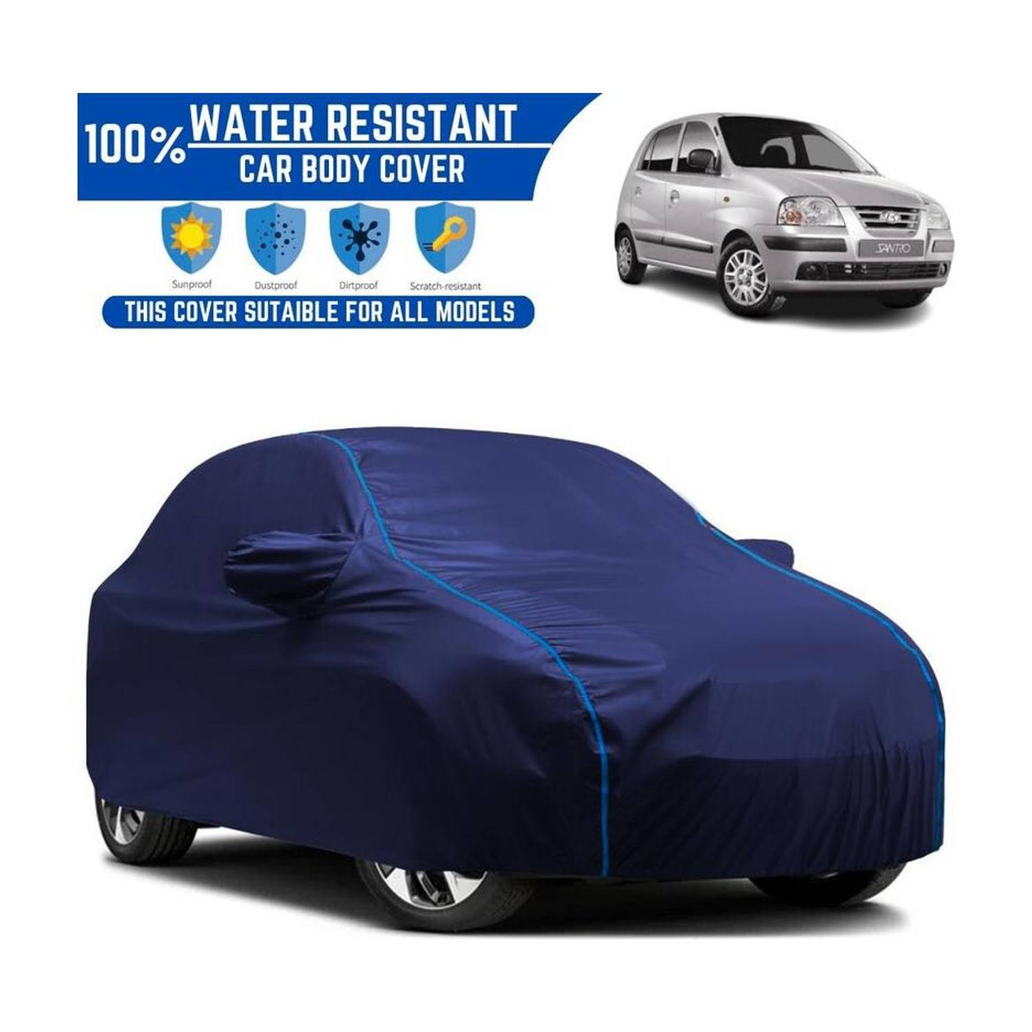 Amikan Car Cover For Hyundai Santro, Santro Xing, Universal For Car (With Mirror Pockets)