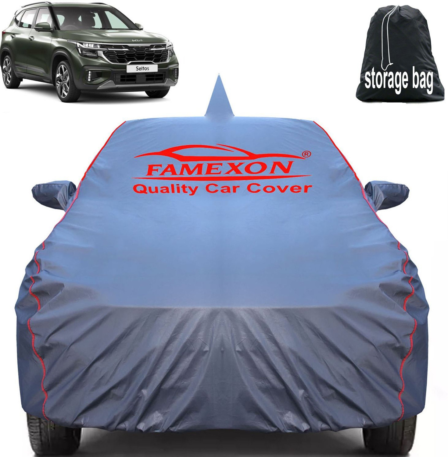 Image of FAMEXON Car Cover For Kia Seltos GTK Petrol (With Mirror Pockets)