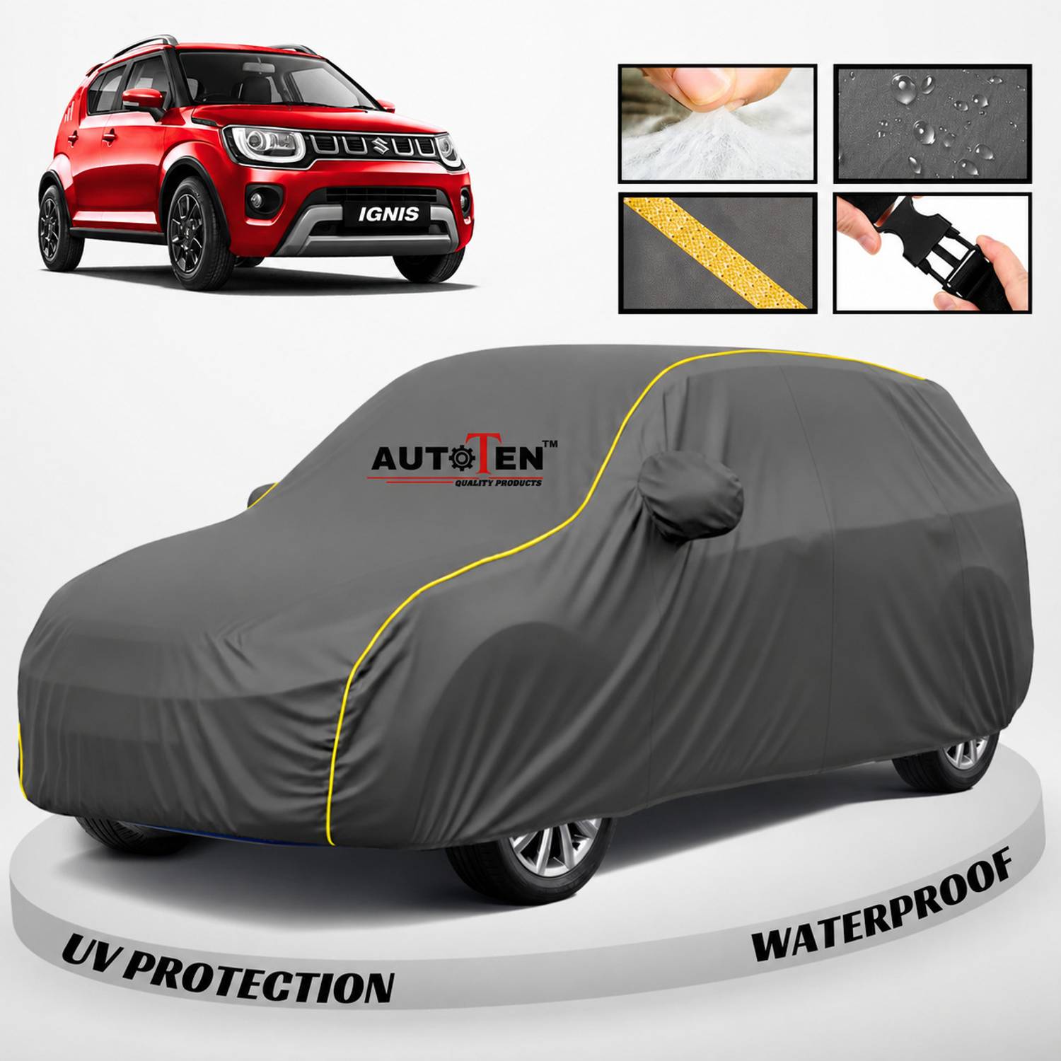 AutoTen Car Cover For Maruti Suzuki Ignis (With Mirror Pockets)