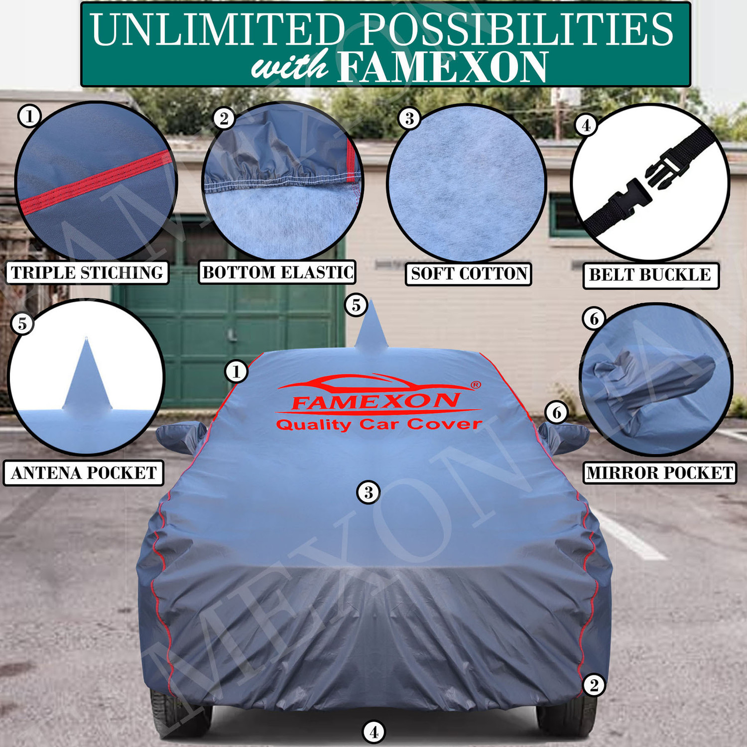 Image of FAMEXON Car Cover For Tata Hexa (With Mirror Pockets)