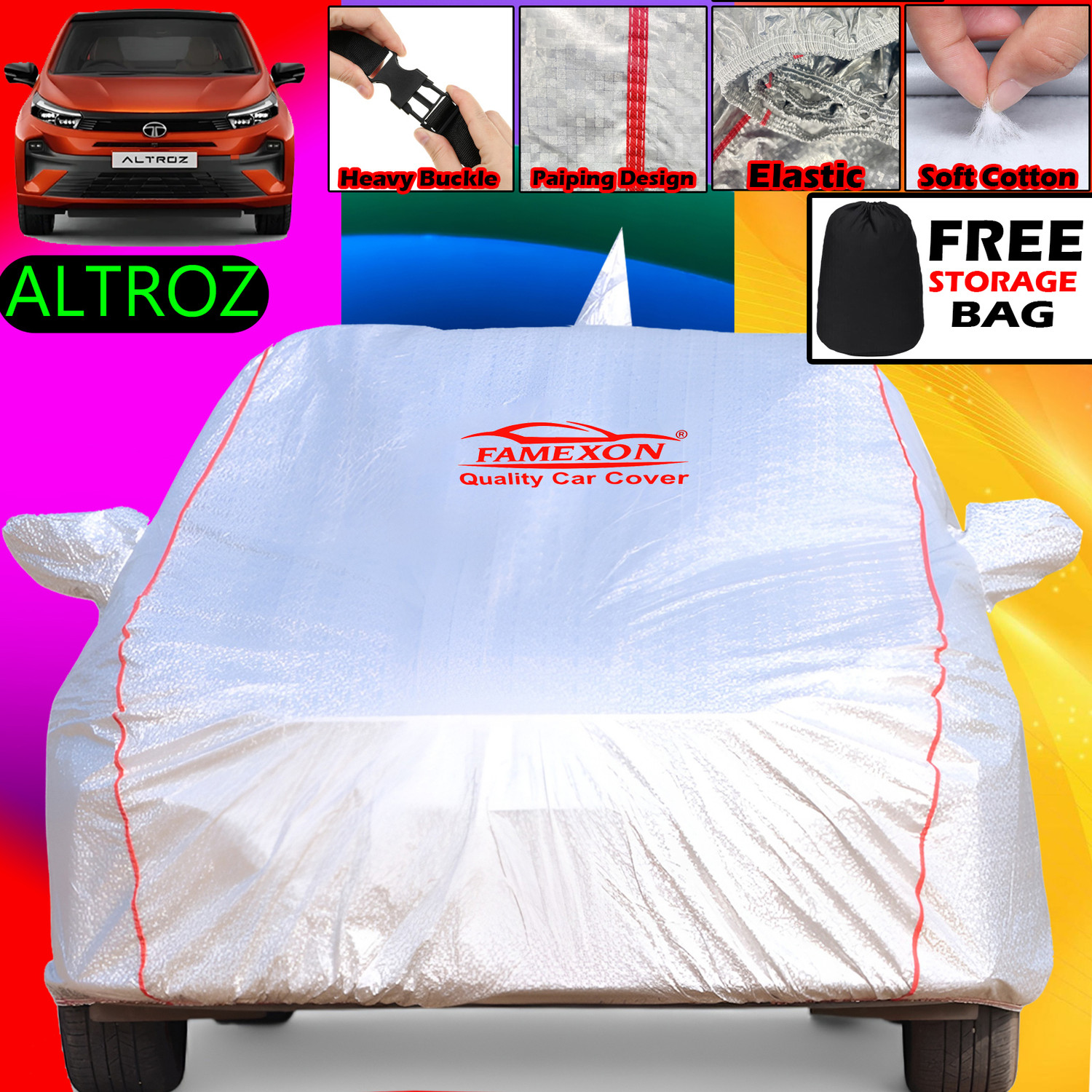Image of FAMEXON Car Cover For Tata Altroz, Altroz XZ Diesel (With Mirror Pockets)