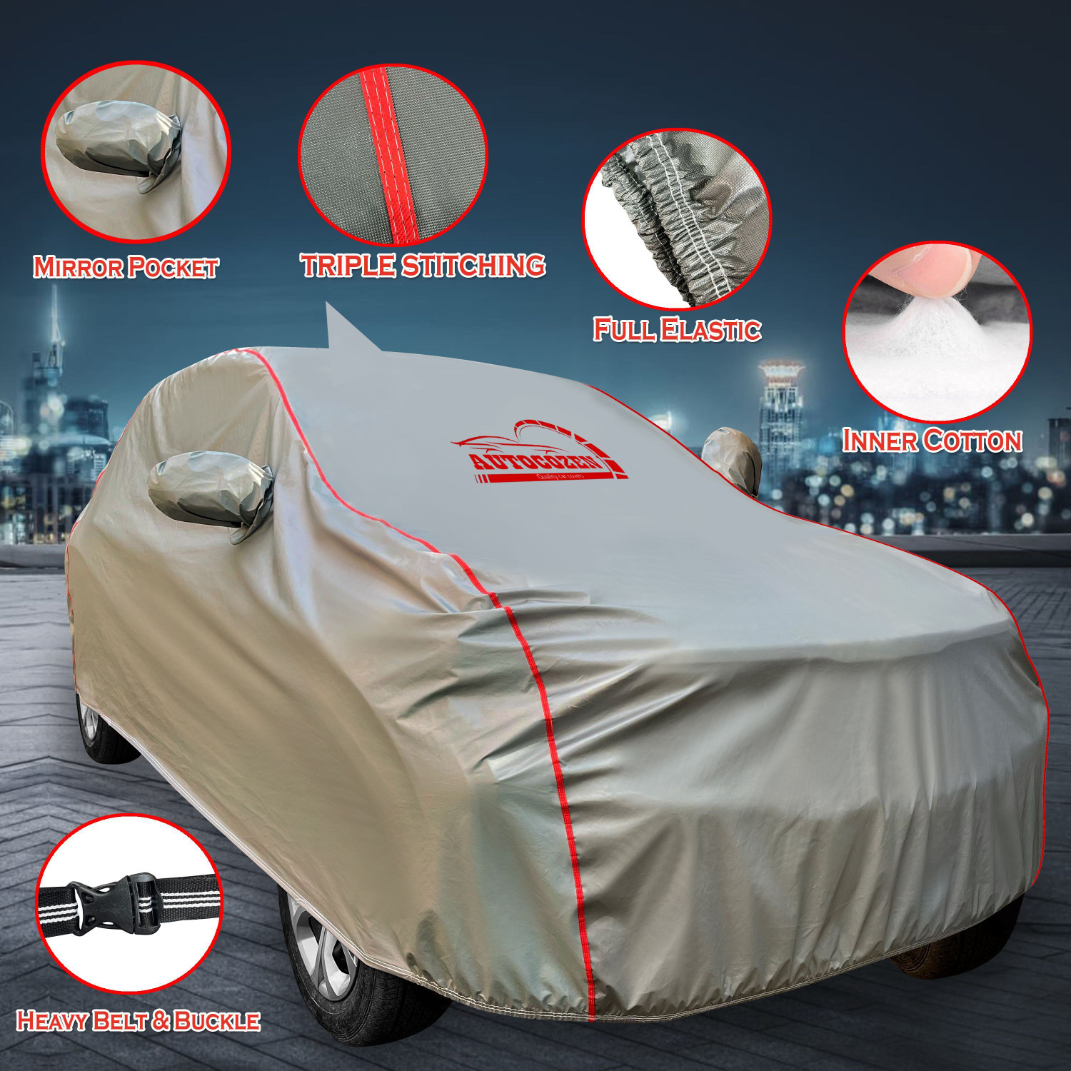 Image of AUTOCOZEN Car Cover For Tata Tigor EV (With Mirror Pockets)