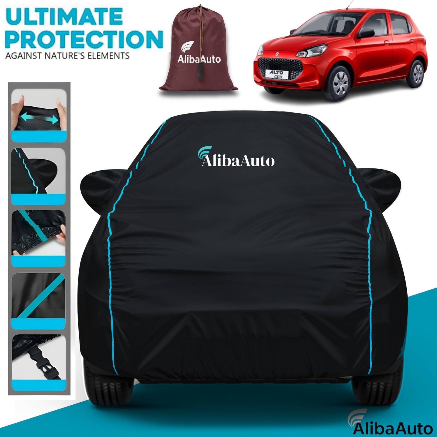 AlibaAuto Car Cover For Maruti Suzuki Alto K10 (With Mirror Pockets)