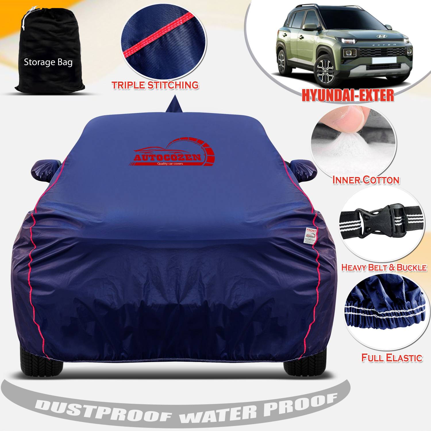 AUTOCOZEN Car Cover For Hyundai Hyundai Exter (With Mirror Pockets)