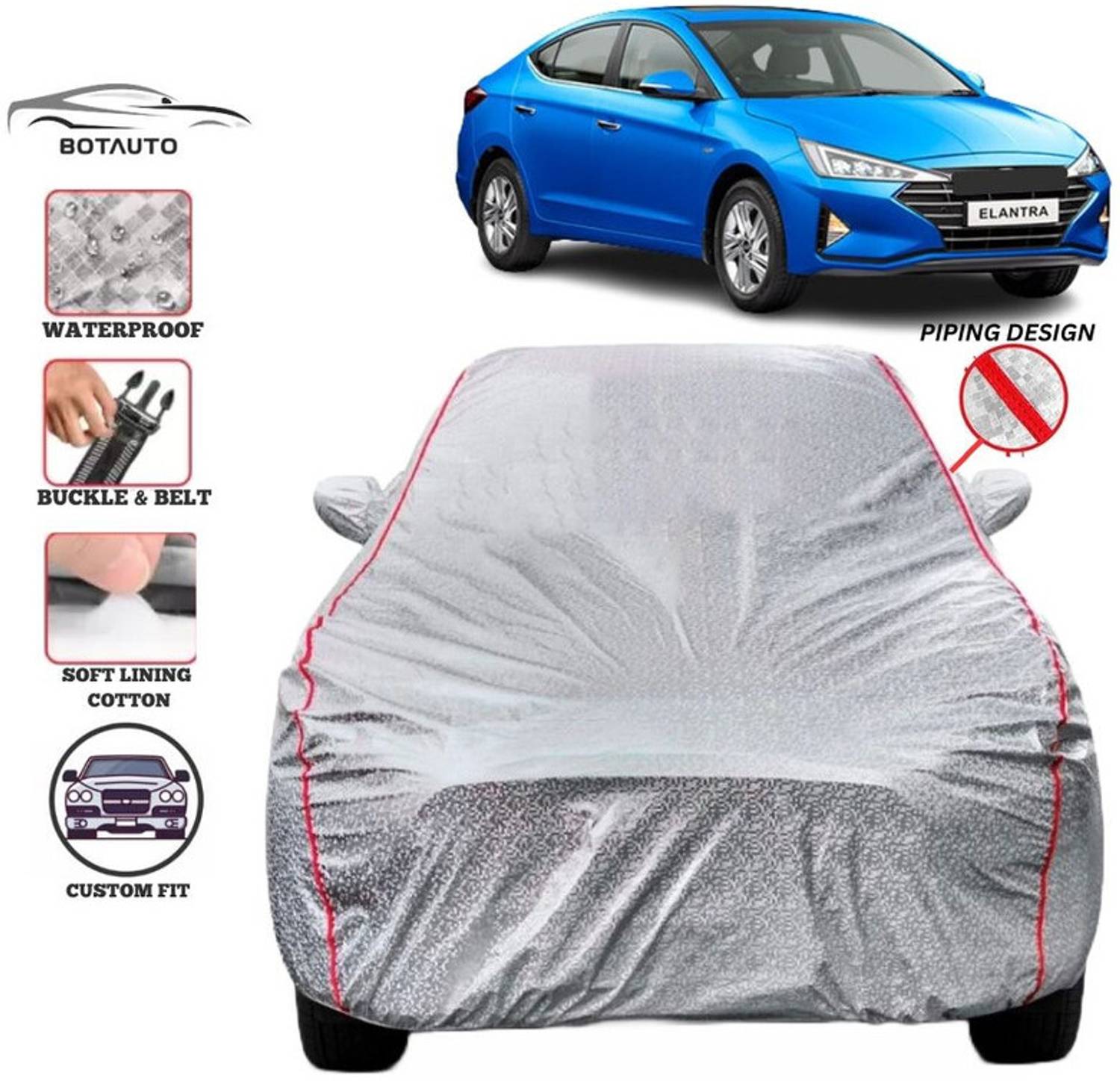 BOTAUTO Car Cover For Hyundai Elantra, Universal For Car (With Mirror Pockets)