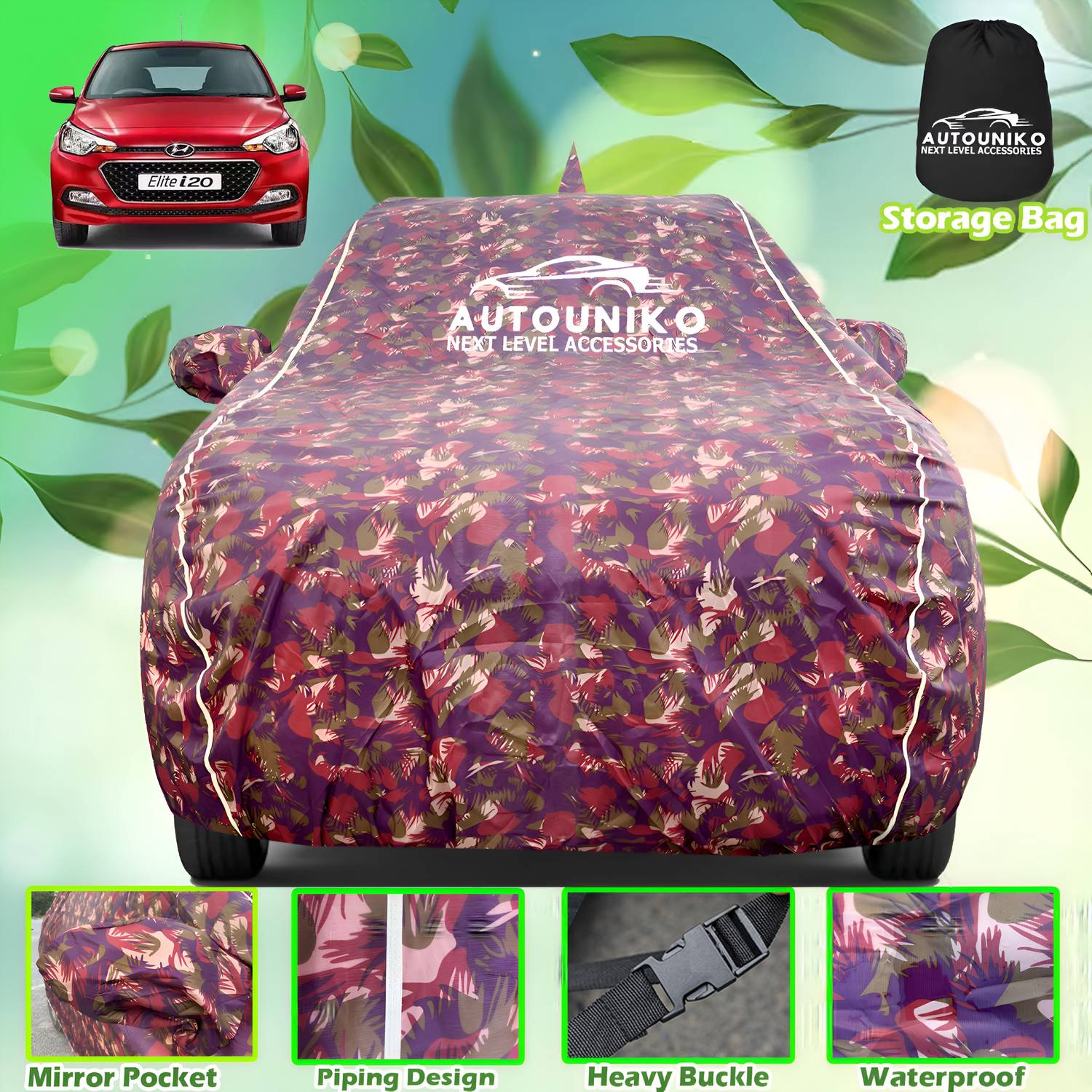 autouniko Car Cover For Hyundai Elite i20 (With Mirror Pockets)