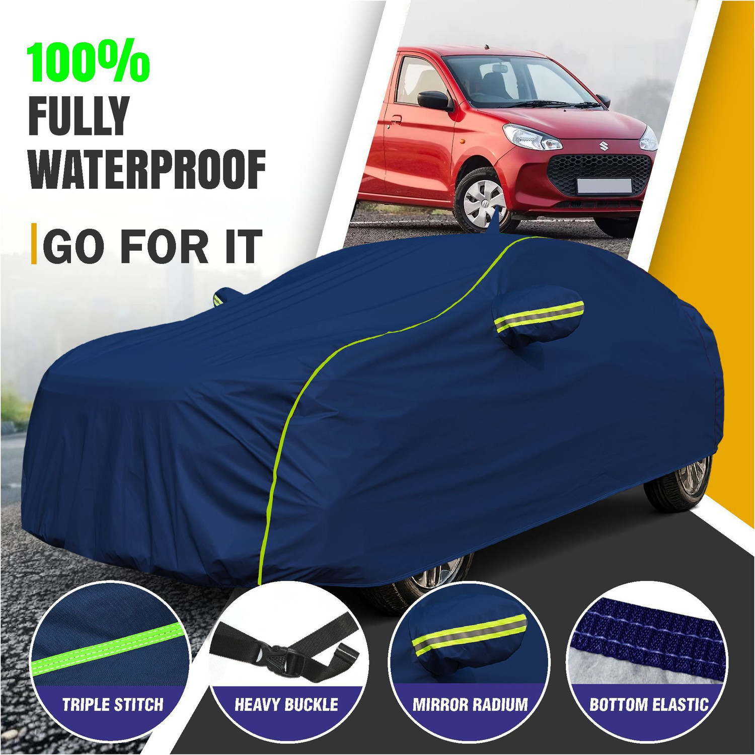Image of OTO2EYE Car Cover For Tata Altroz, ALTROZ RACER (With Mirror Pockets)