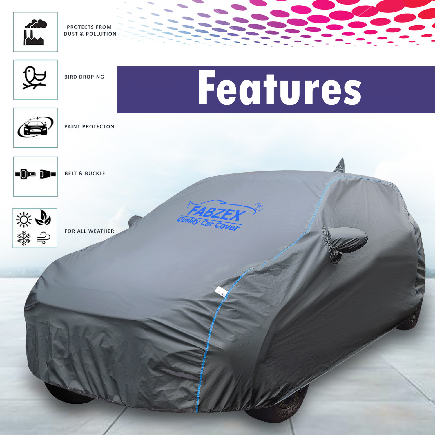 Image of FABZEX Car Cover For Mahindra XUV 3XO (With Mirror Pockets)