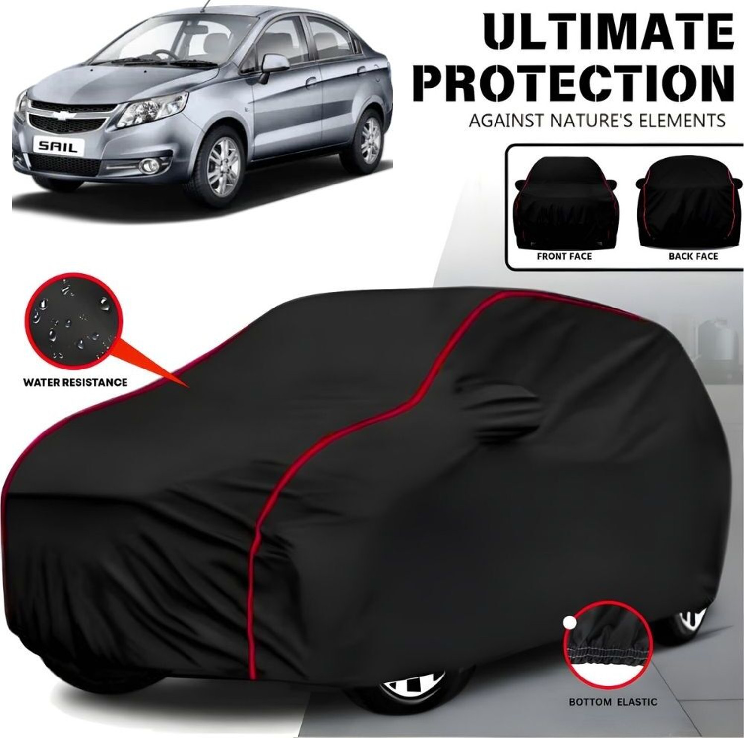 Image of AYSHU Car Cover For Chevrolet Sail UVA, Sail U-VA, Universal For Car (With Mirror Pockets)
